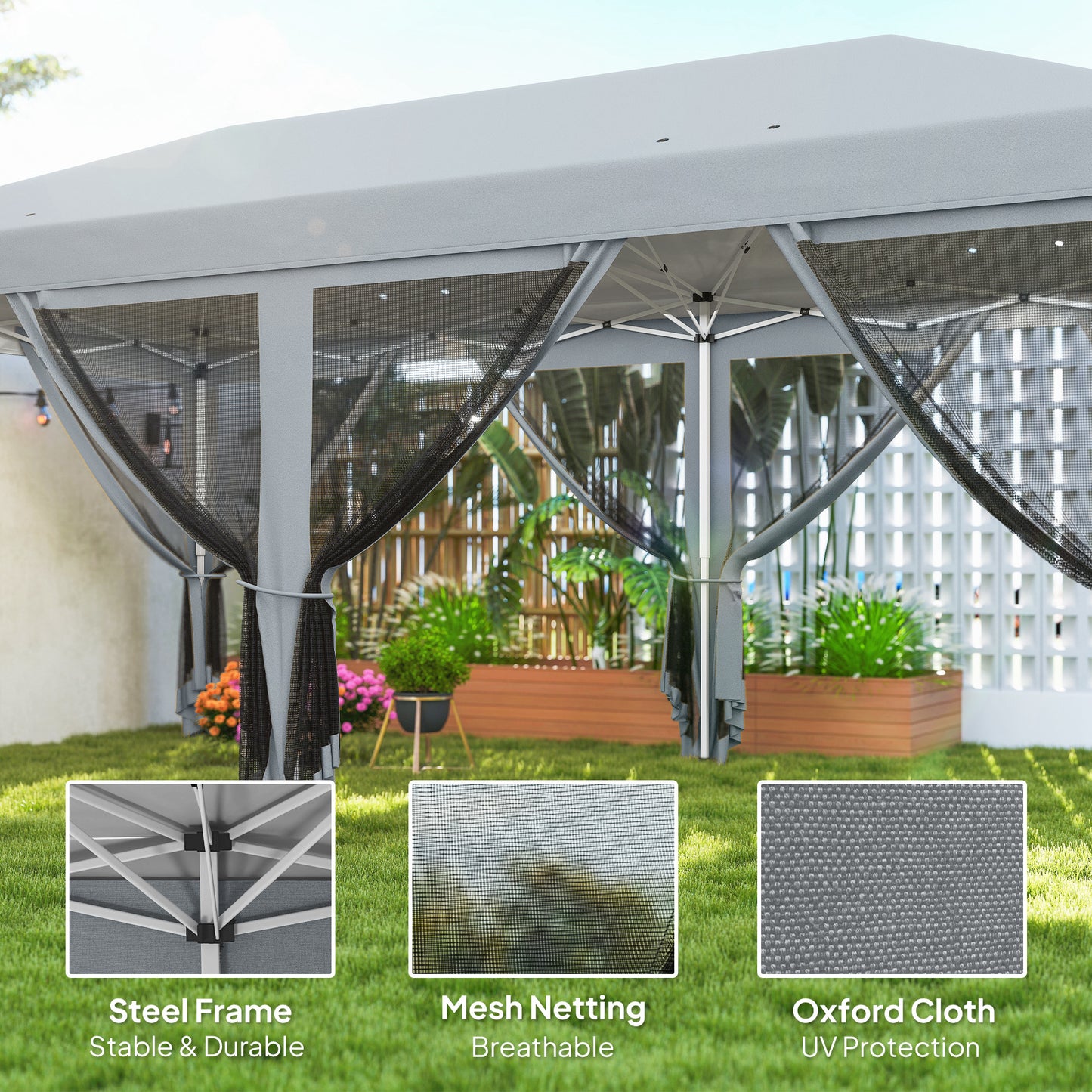 3 x 6m Pop Up Gazebo, Outdoor Canopy Shelter