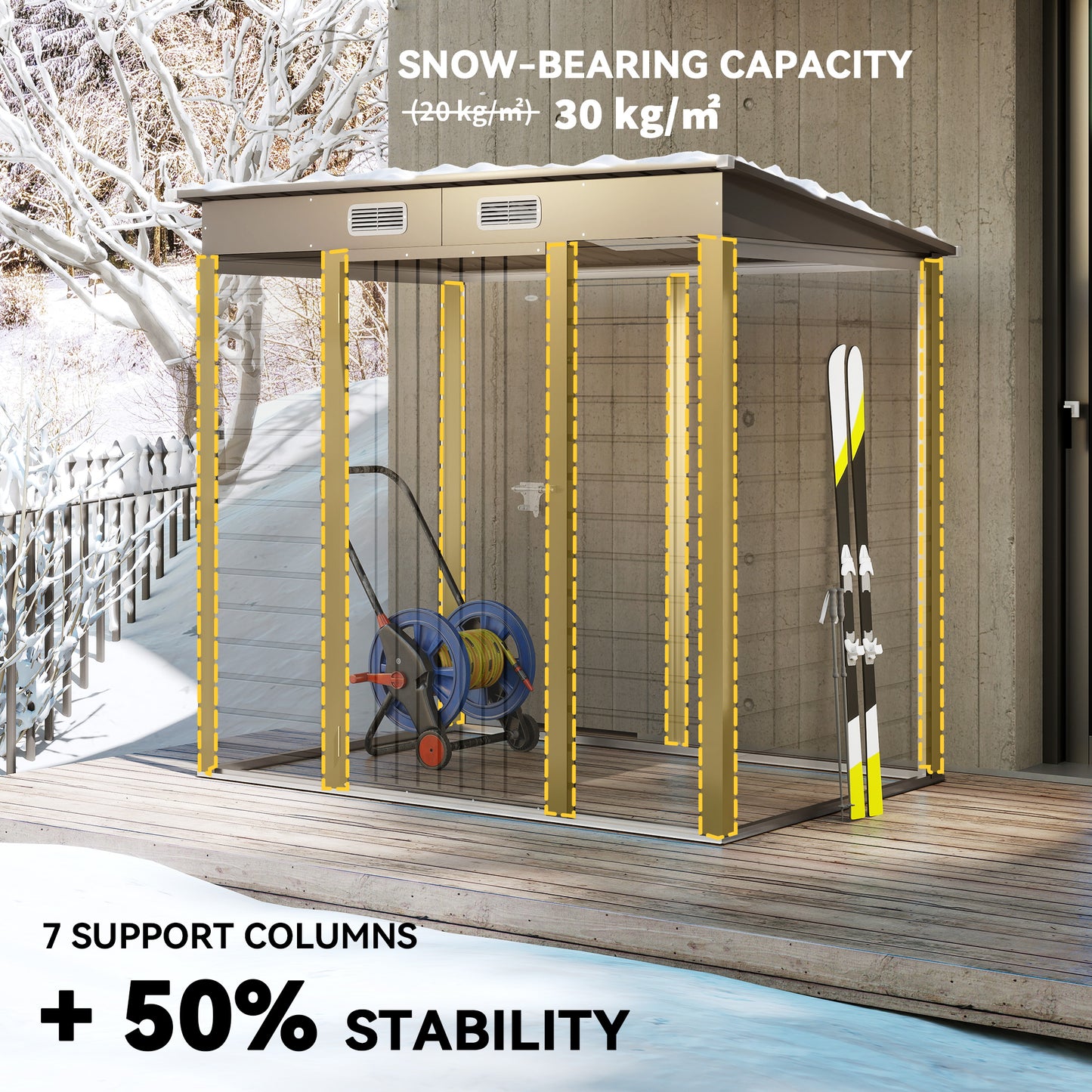 4 x 6ft Galvanised Metal Garden Shed, with Locking Door