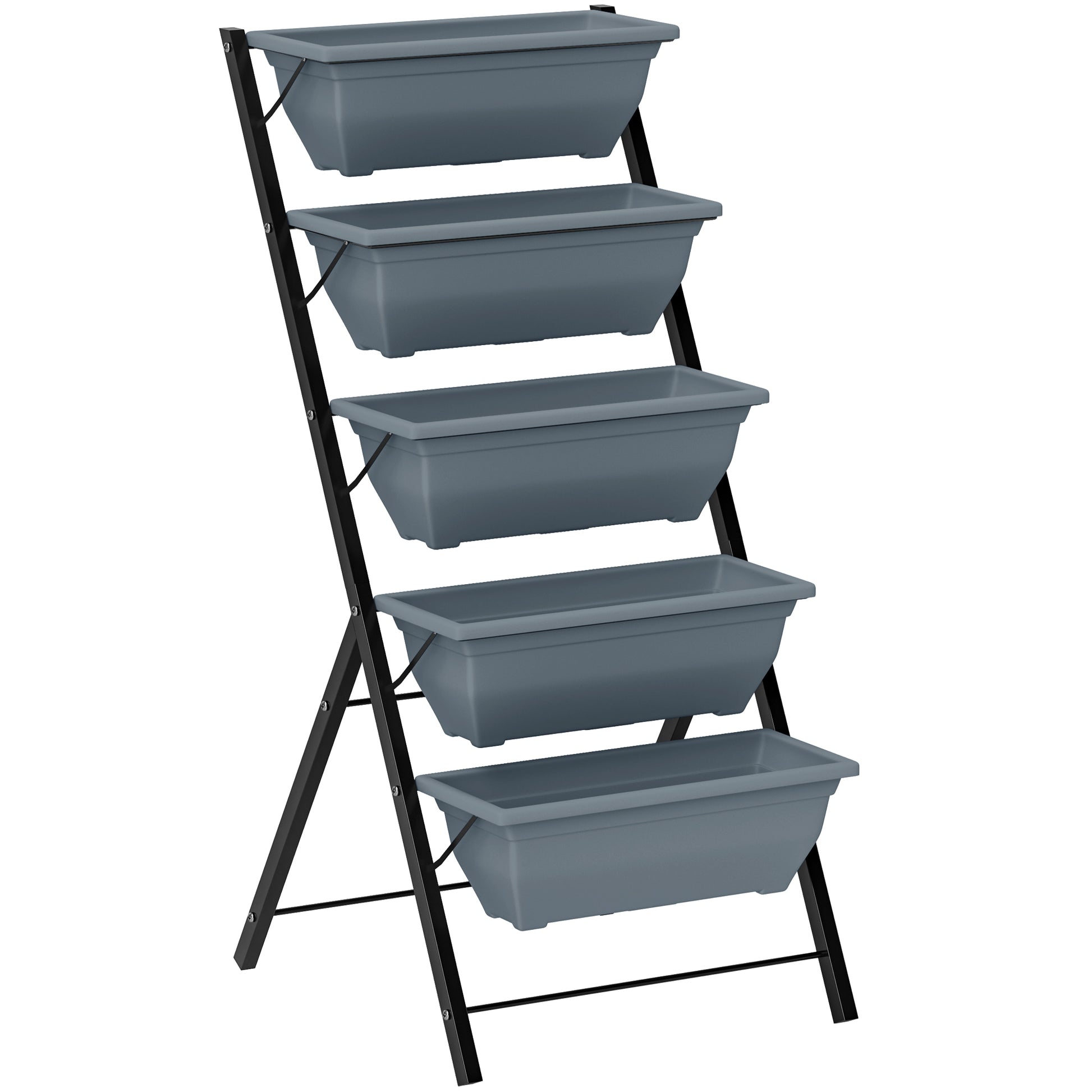 5-Tier Raised Garden Bed, Vertical Ladder Plant Stand