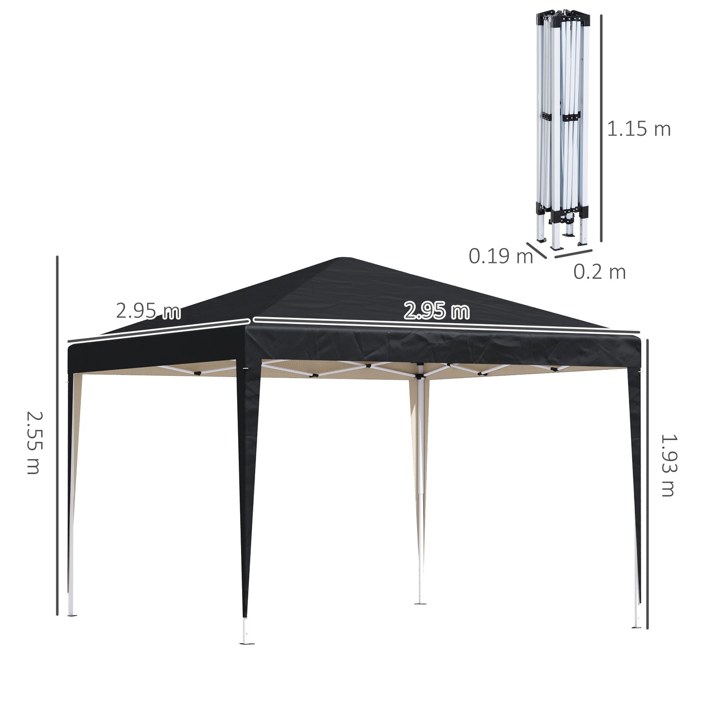 3 x 3M Garden Pop Up Gazebo Height Adjustable Marquee Party Tent