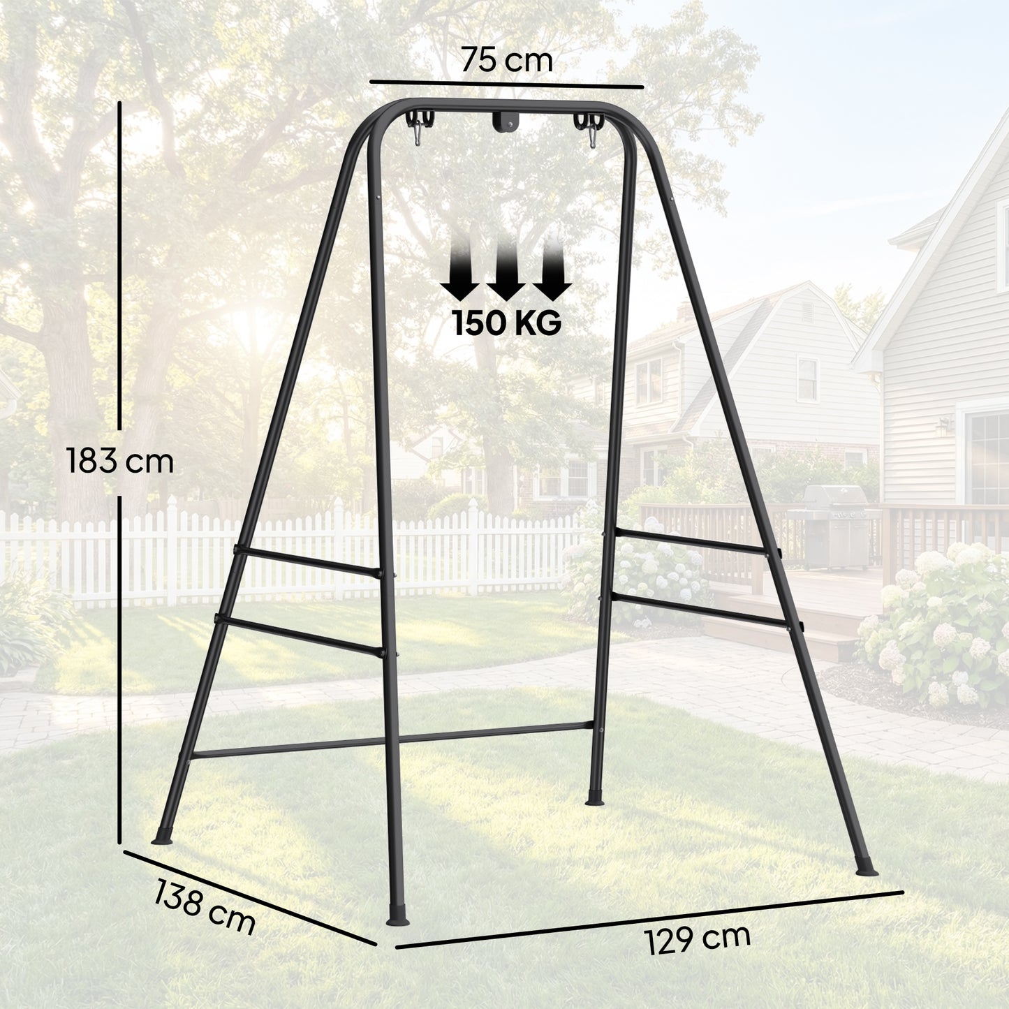 Hammock Chair Stand Only, 150KG Load Capacity, for Indoor Outdoor