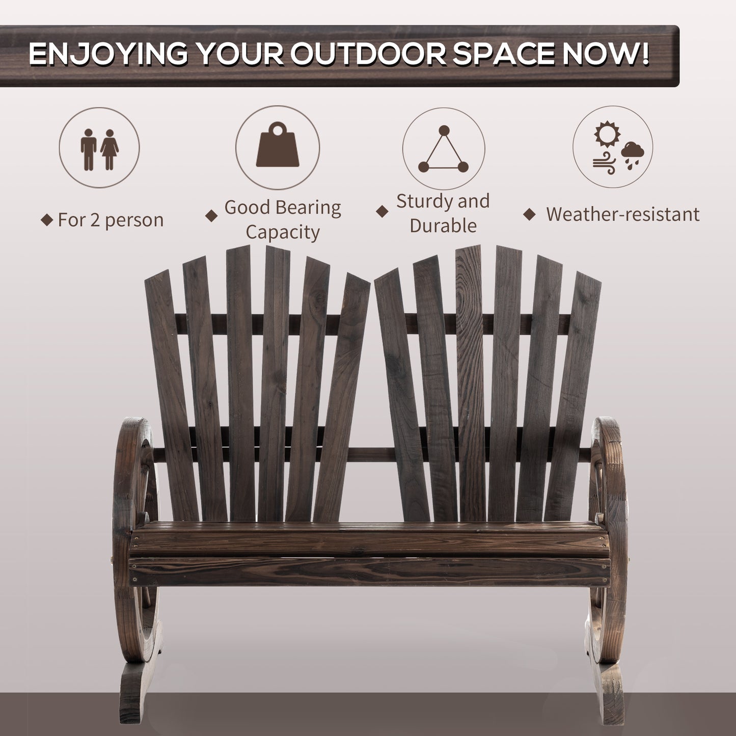 Fir Logs Love Seats with Wheel-Shaped Armrests
