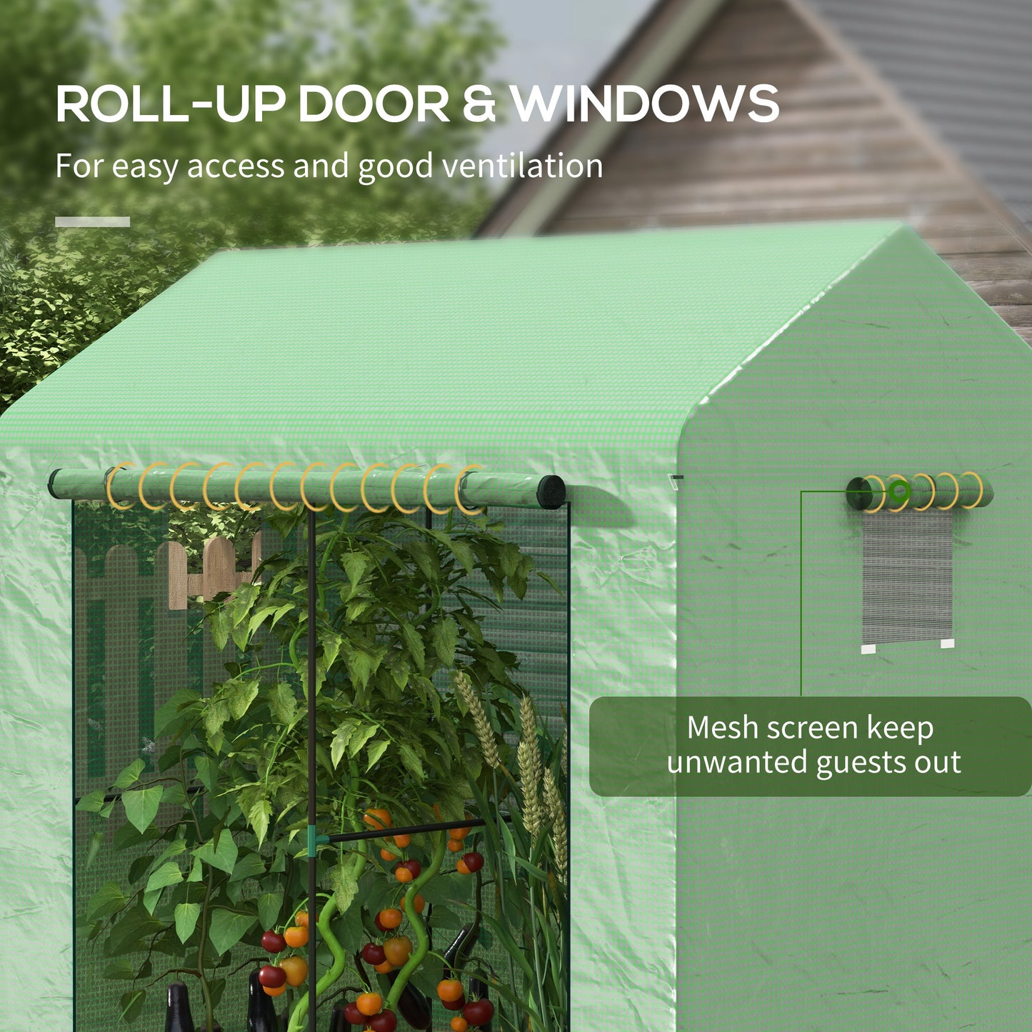 Greenhouse, Walk-in Garden Grow House with Roll-up Door