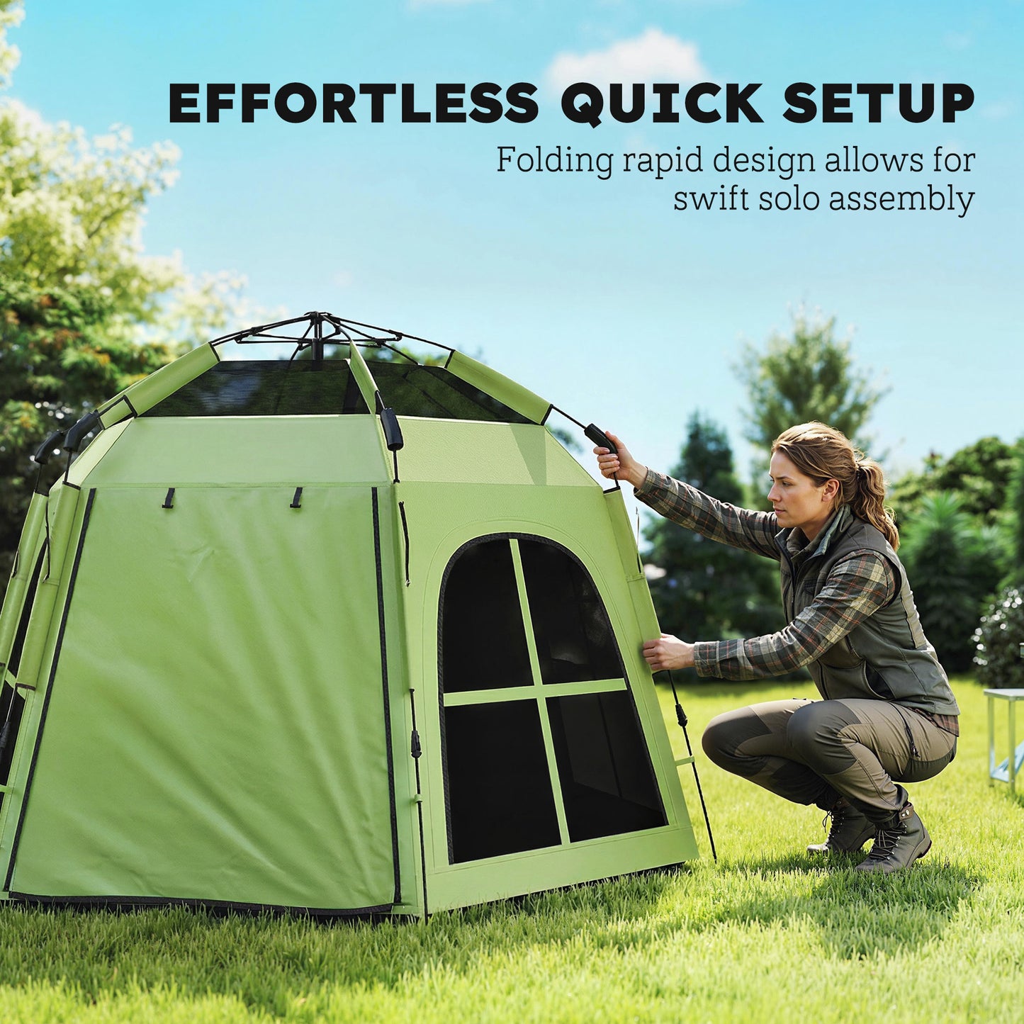 Pop Up Tent 3000mm Waterproof Instant Camping Tent 3-4 Person
