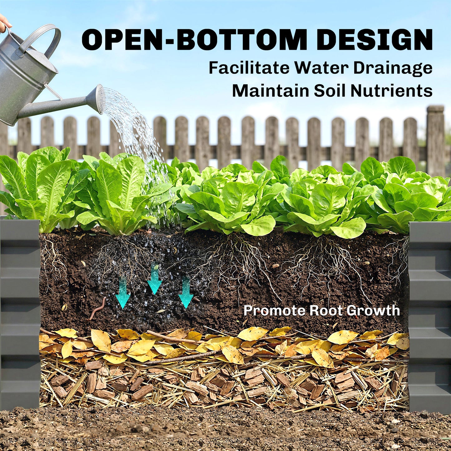 Rectangle Raised Garden Bed Box with Weatherized Steel Frame