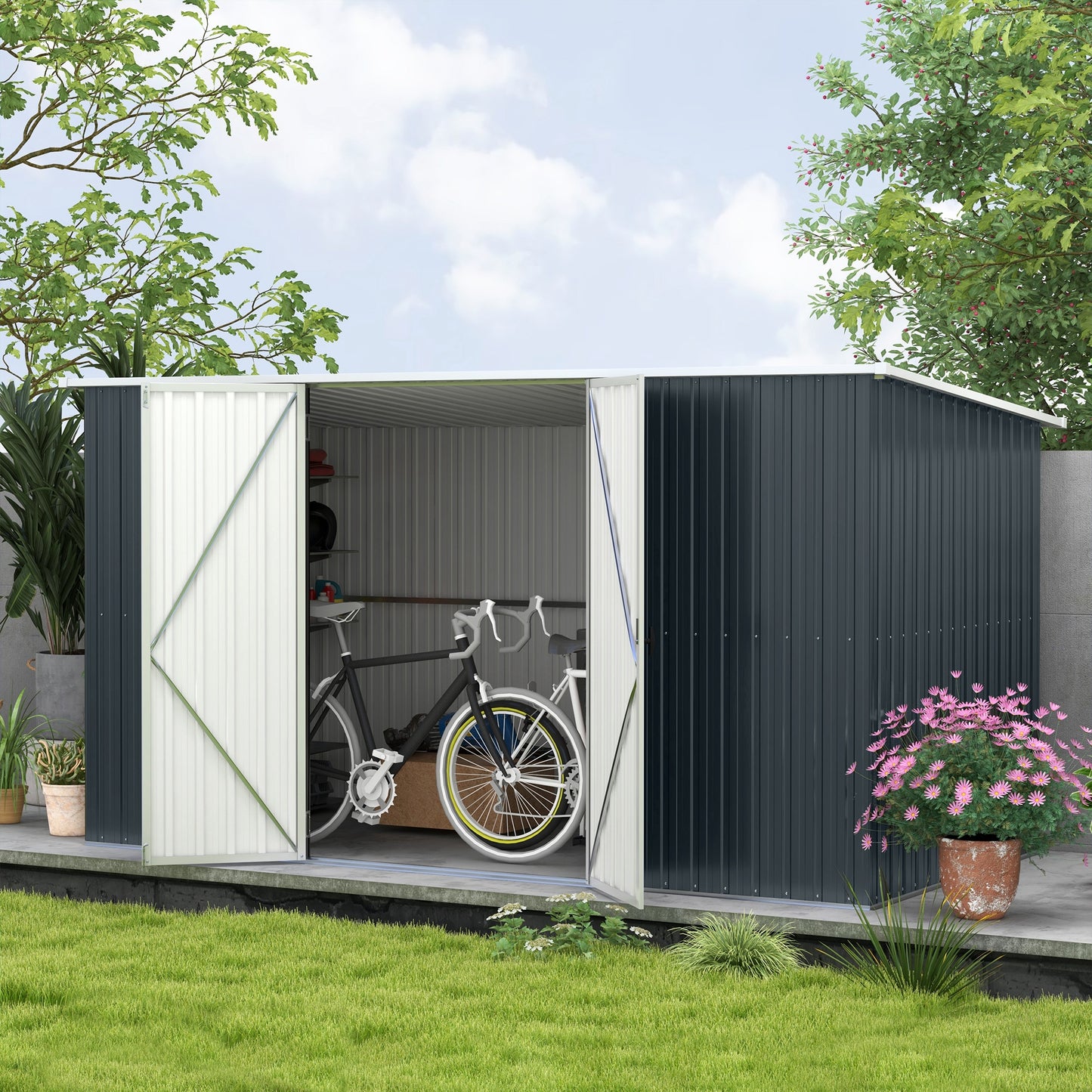 11 x 5.6ft Galvanised Steel Garden Shed, Metal Shed