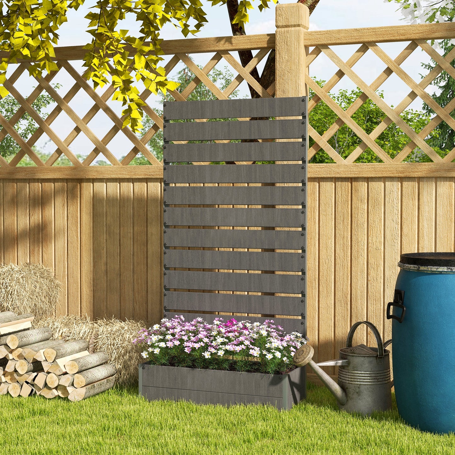 Raised Bed for Garden, Planter with Trellis for Climbing Plants
