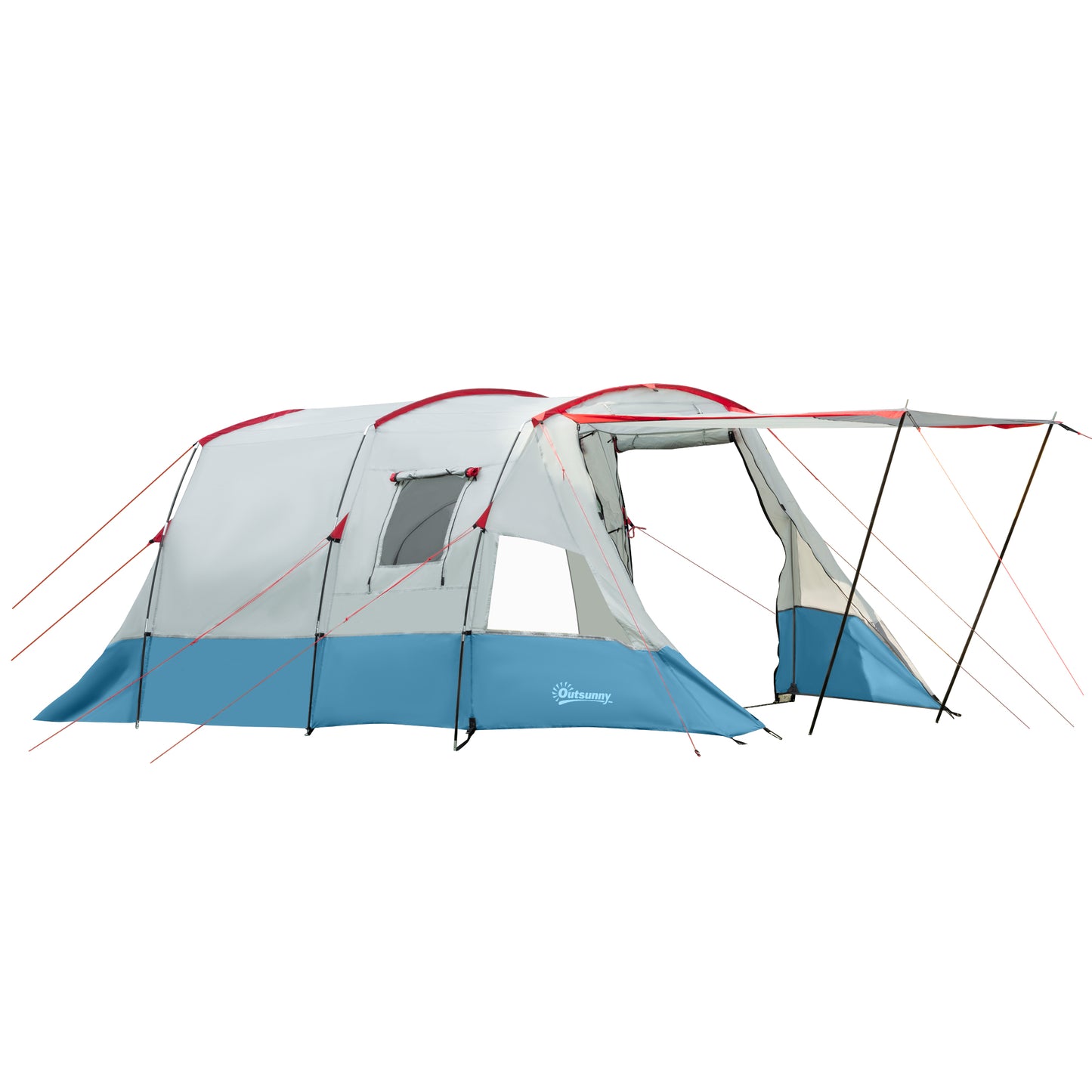6-8 Person Tunnel Tent, Camping Tent with Bedroom, Living Room
