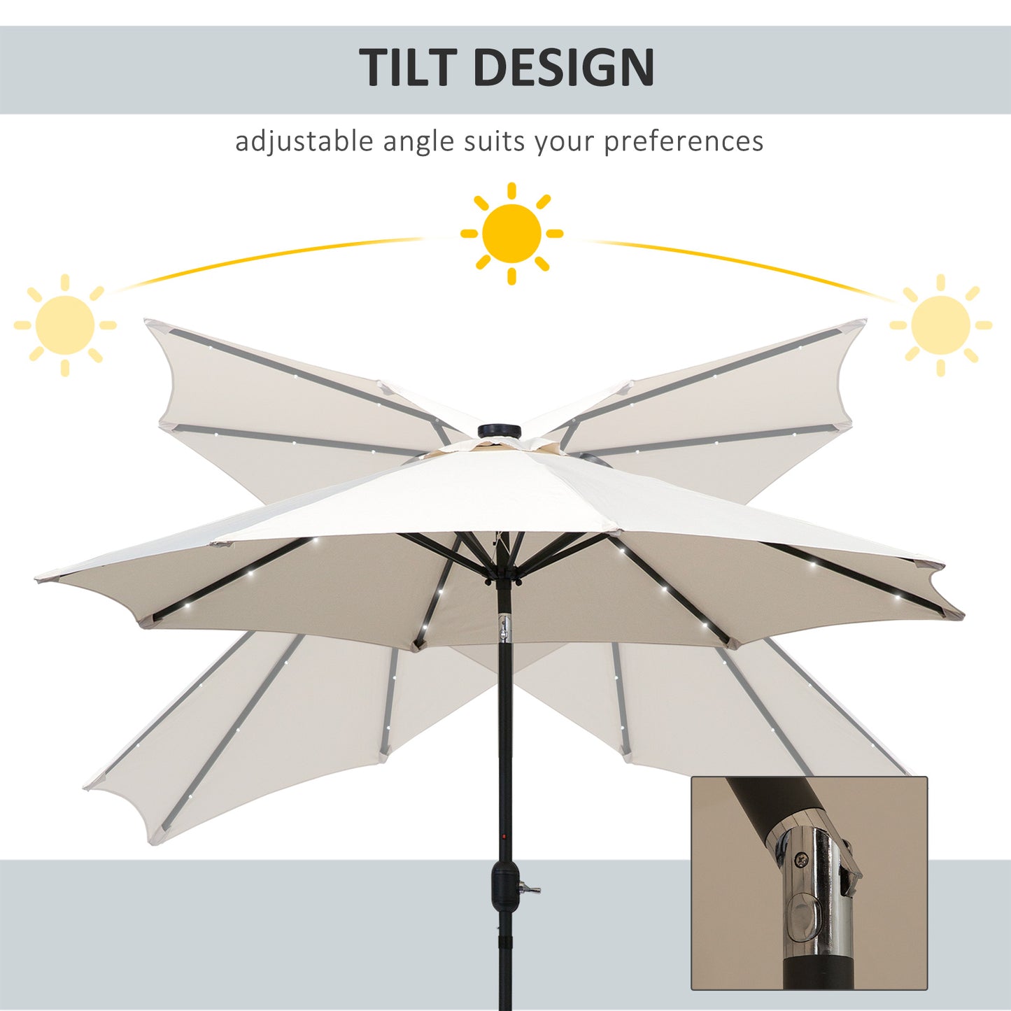 2.7m Patio Garden Umbrella Outdoor Parasol with Tilt Crank (1)