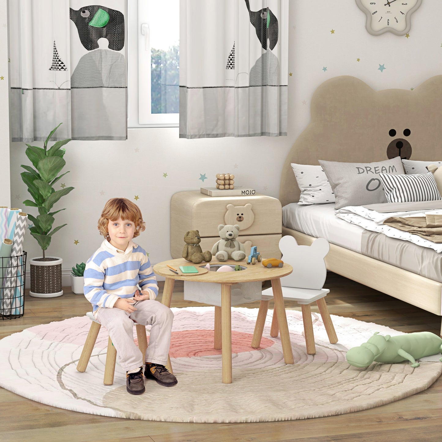 3-Piece Kids Activity Table Set with Centre Mesh Bag