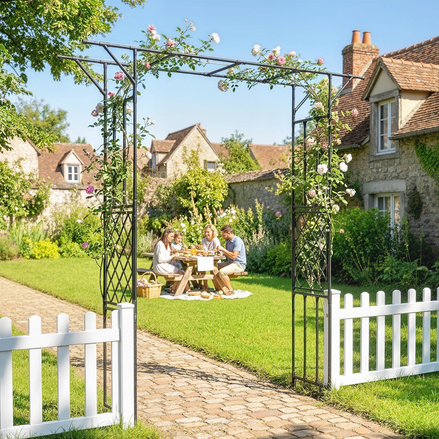 Garden Arch, PE-Coated Steel Arbour Trellis for Climbing Plants