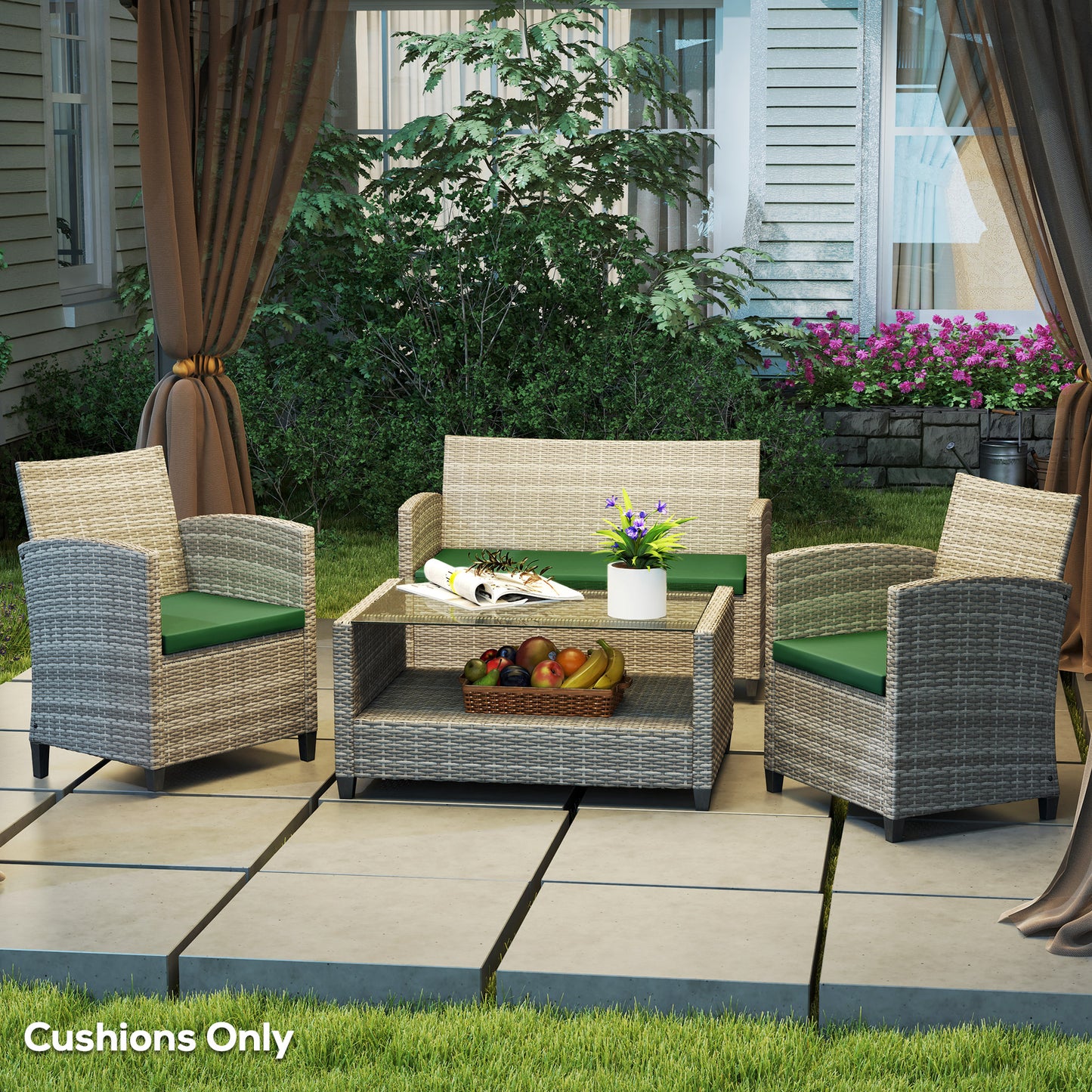 Outdoor Seat Cushion Pads for Rattan Furniture