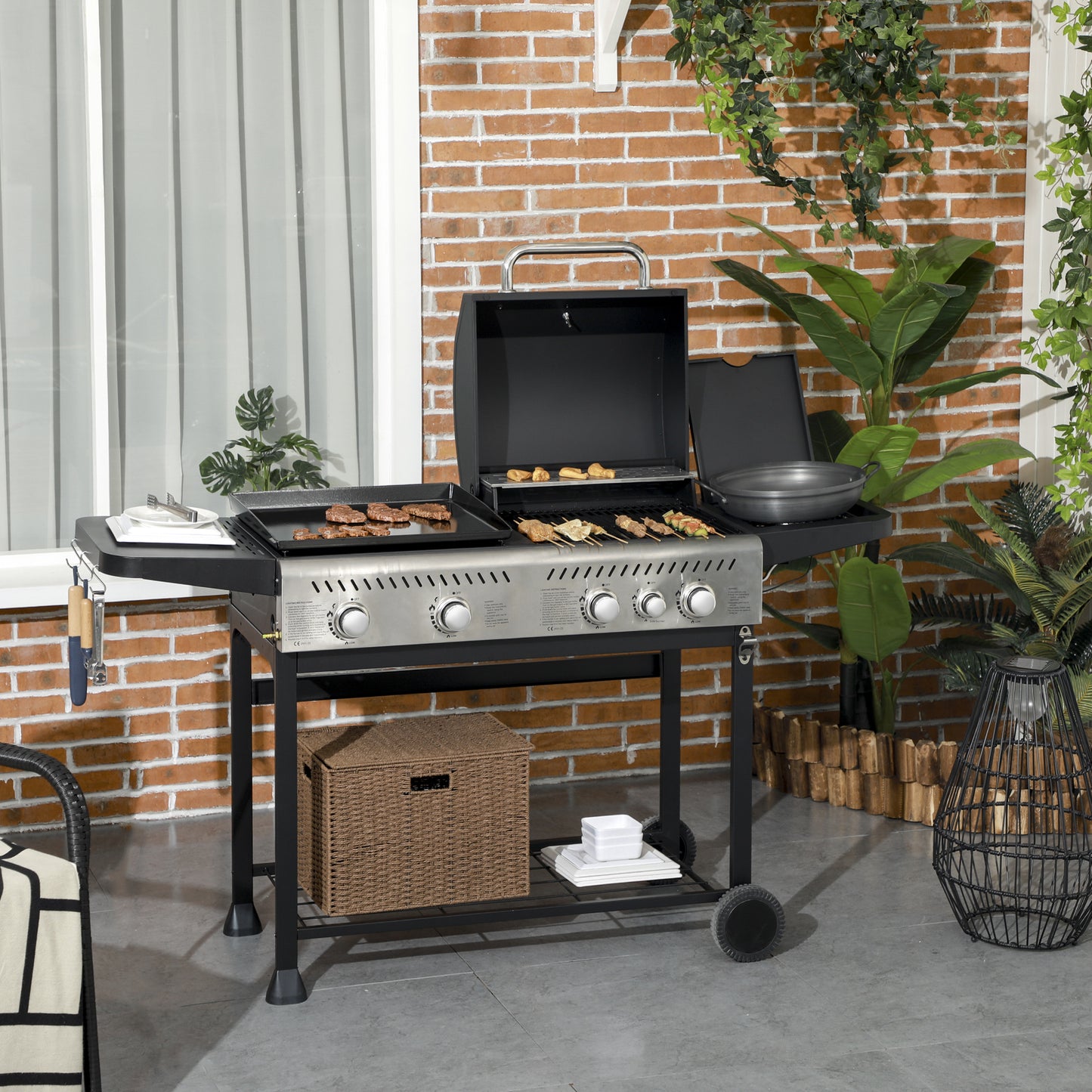 12kW Deluxe Duo Gas BBQ, with Grill, Plancha and Side Burner