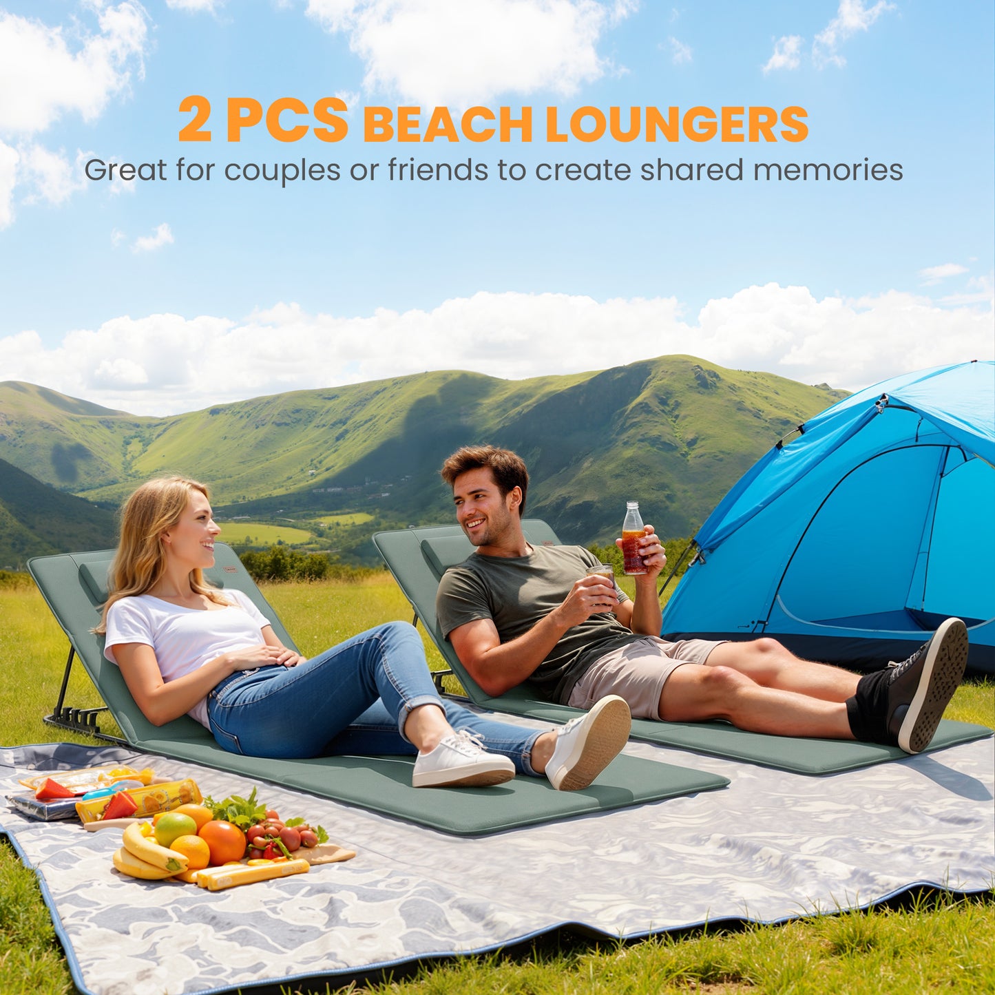 Foldable Sun Loungers Set of 2