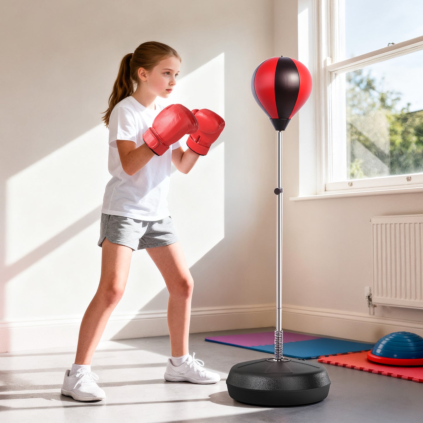 Punching Bag with Stand, 126-144 cm Height Adjustable Boxing Set