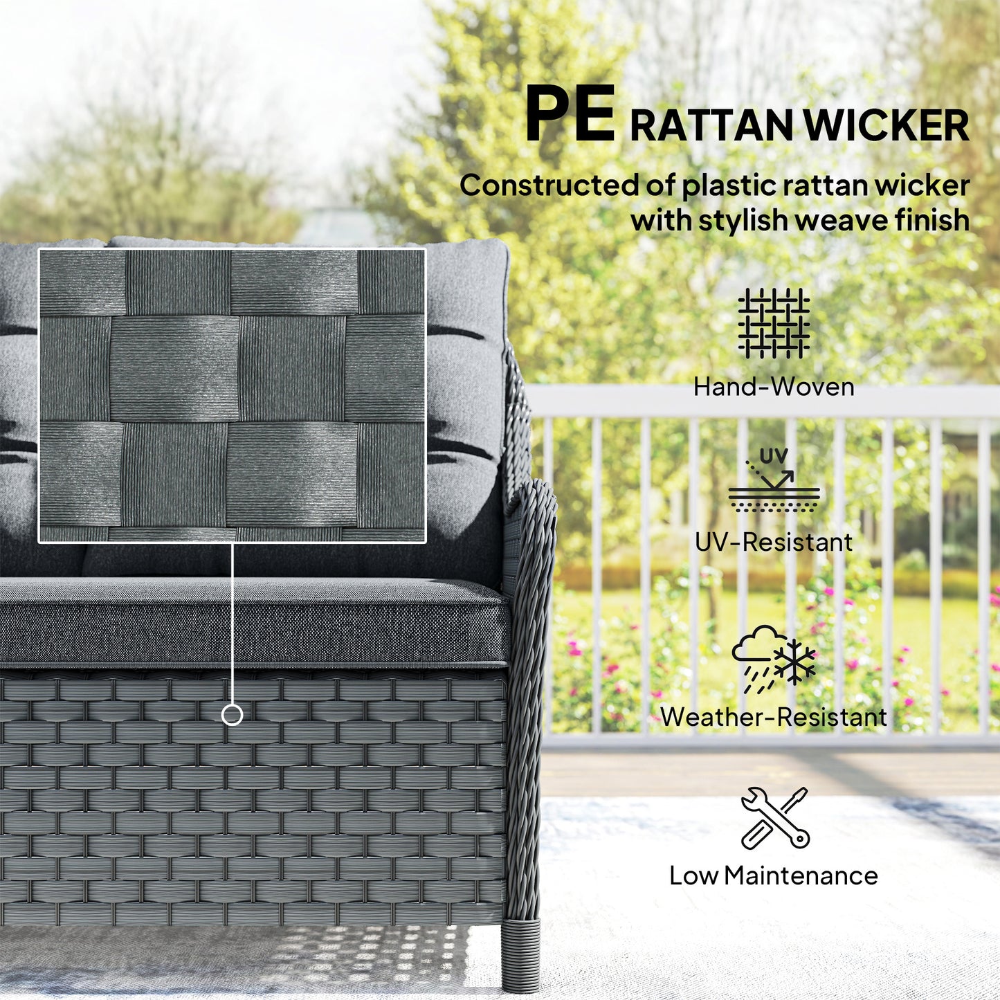 4-Piece Wicker Patio Furniture Set with 2 Armchairs, Loveseat