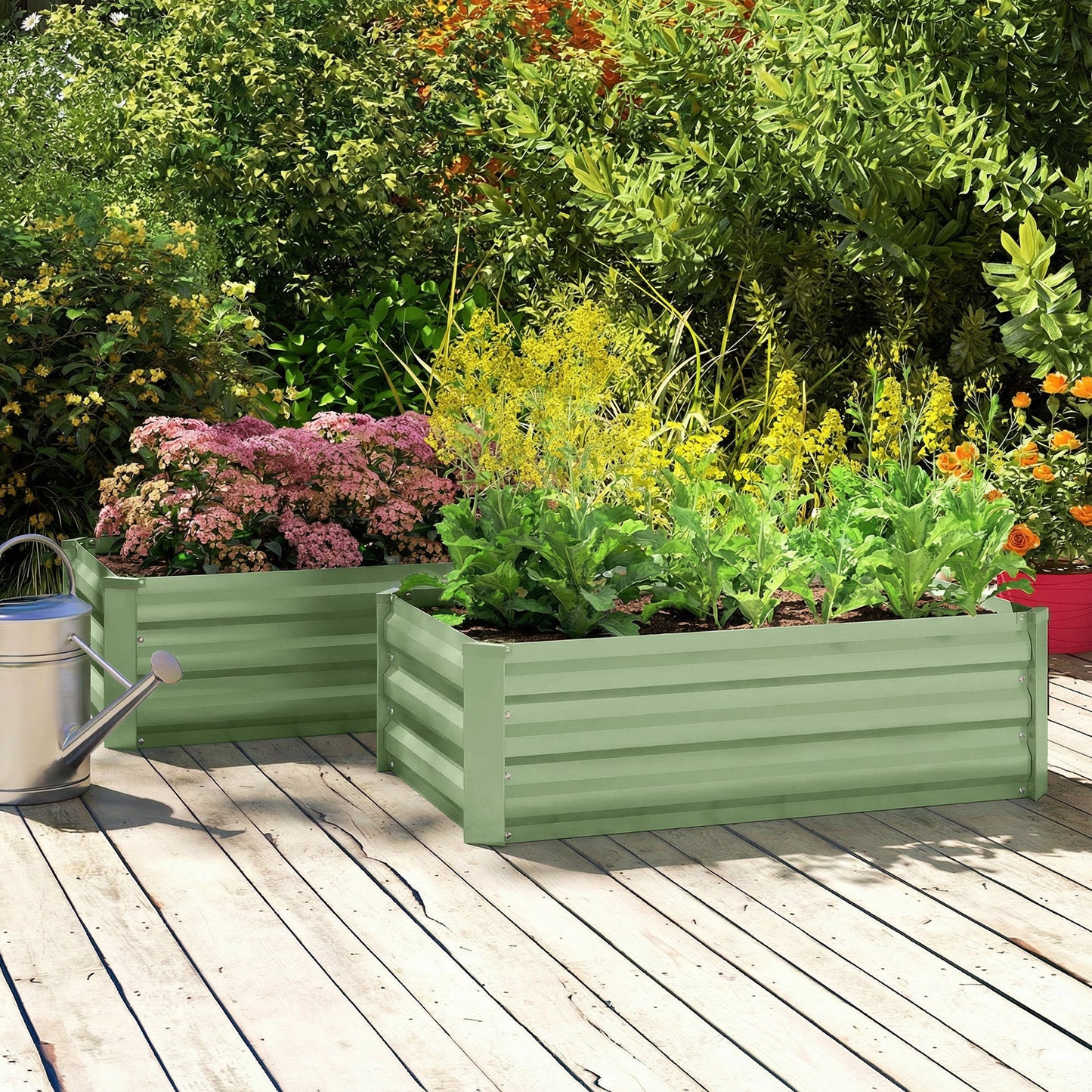 Set of Two 100 x 60cm Steel Planter Boxes (2)