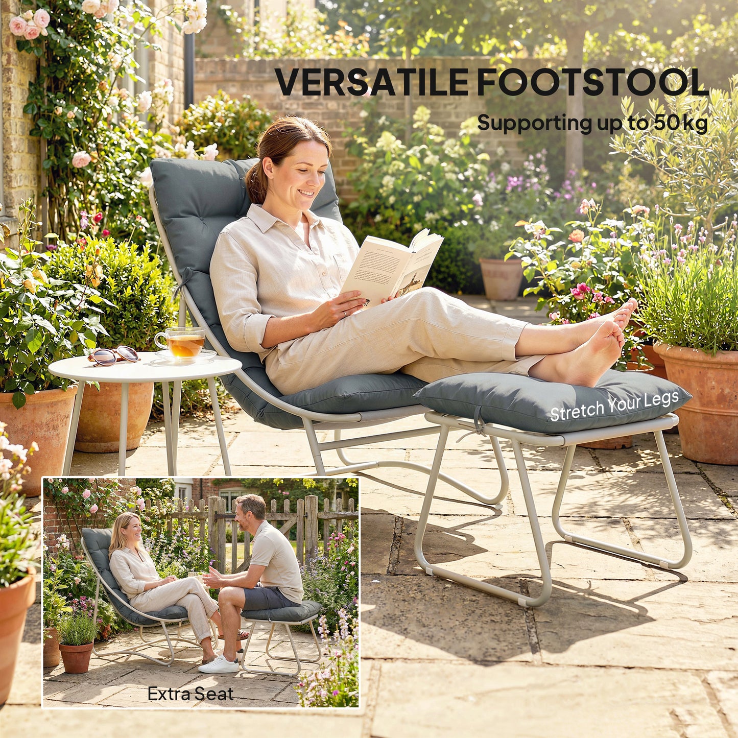 Bistro Set for Garden, 3 Piece Outdoor Table and Chair