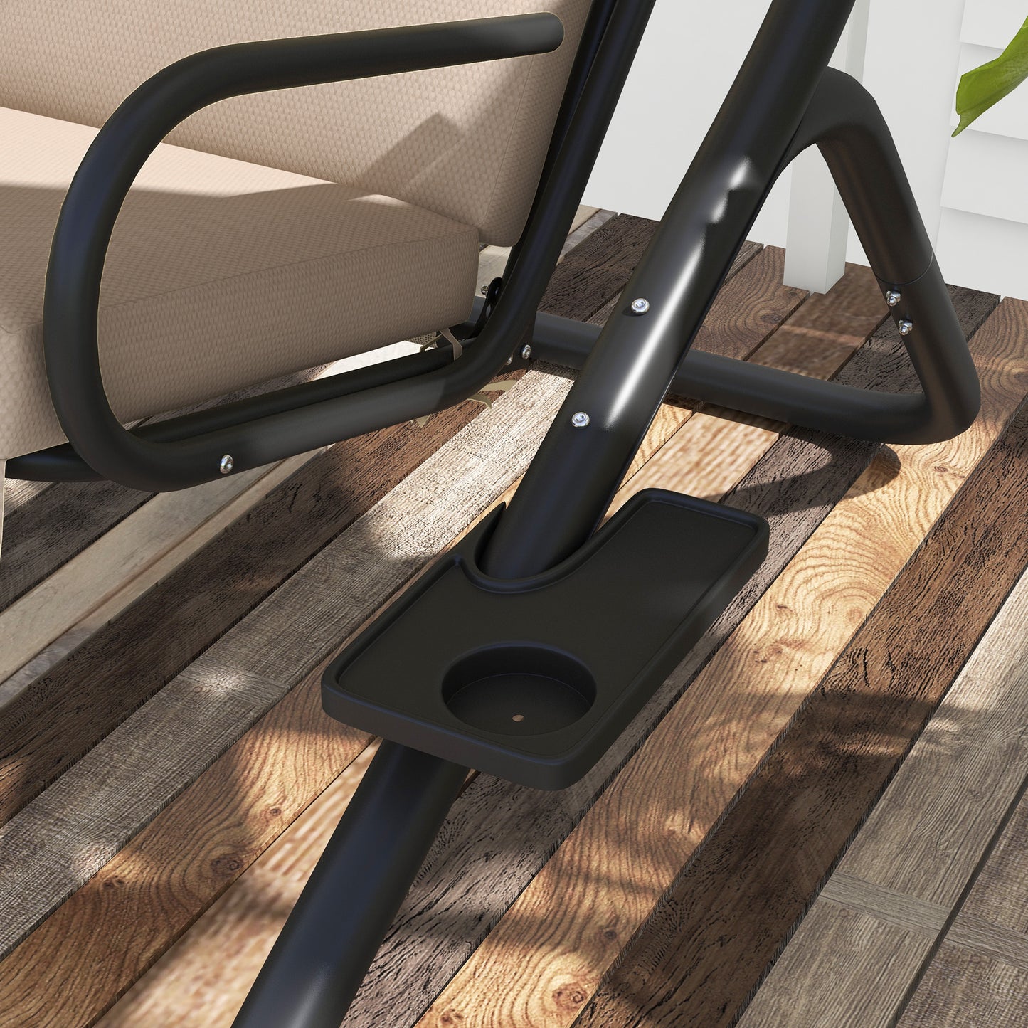 Two-Seat Garden Swing Chair, with Protective Canopy