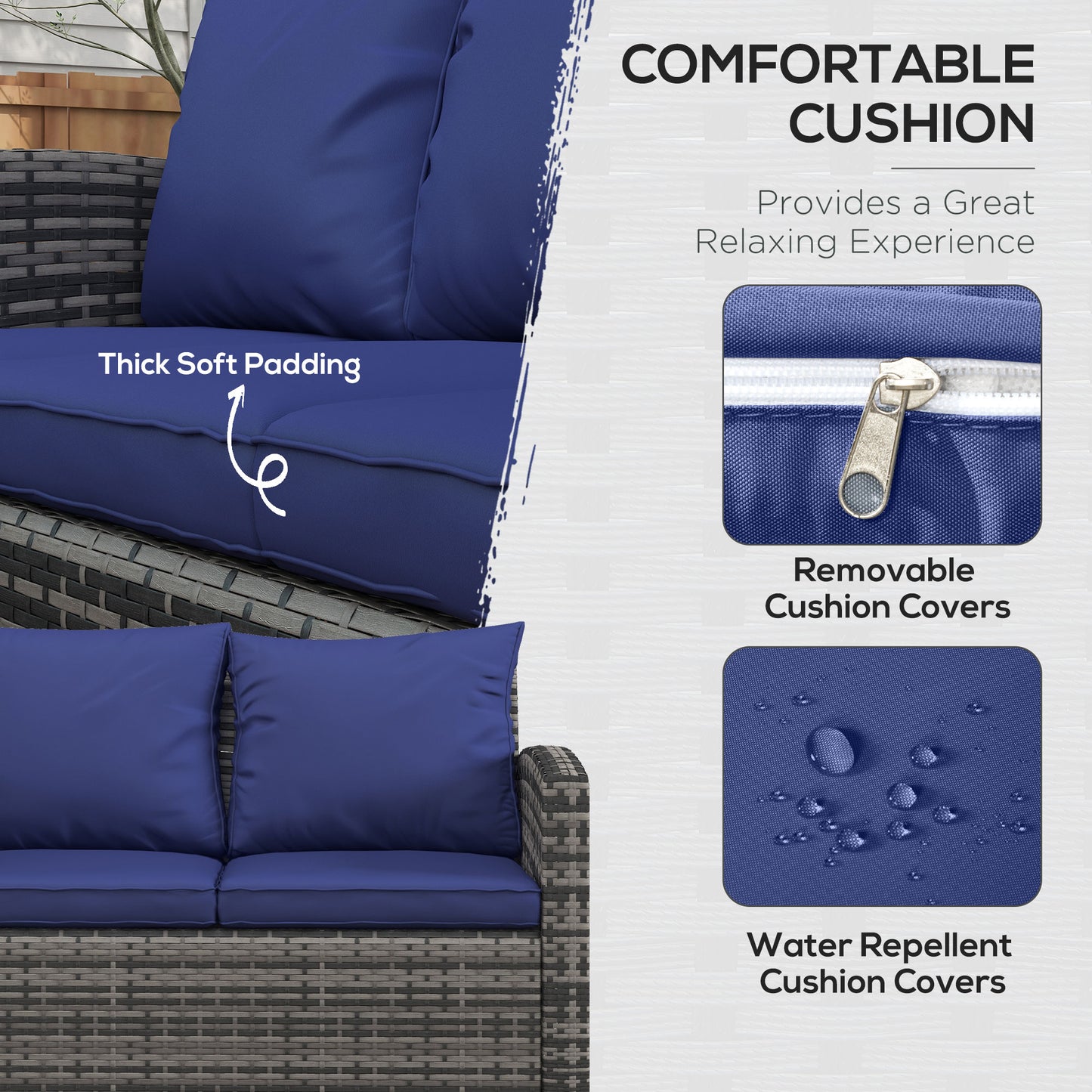6 Pieces Rattan Garden Furniture Set