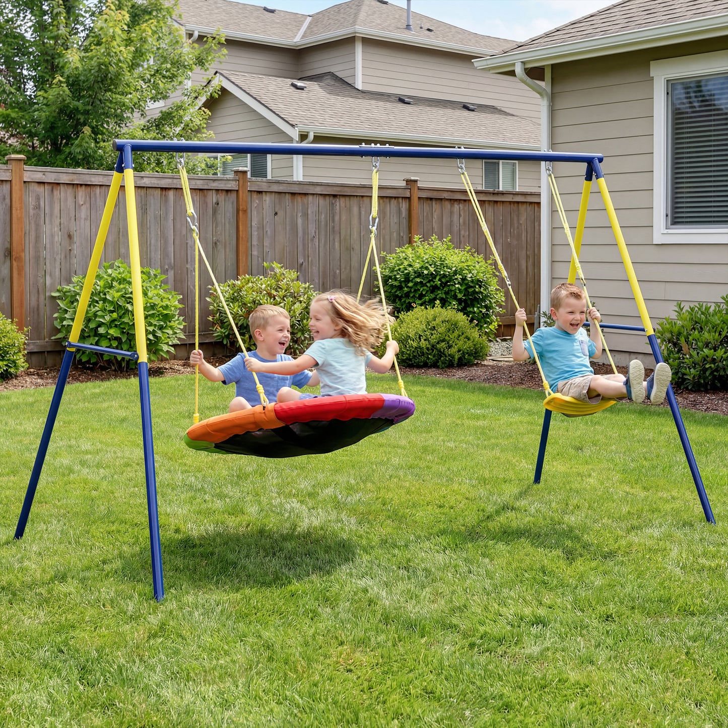 Kids Swing Set with Double Swings
