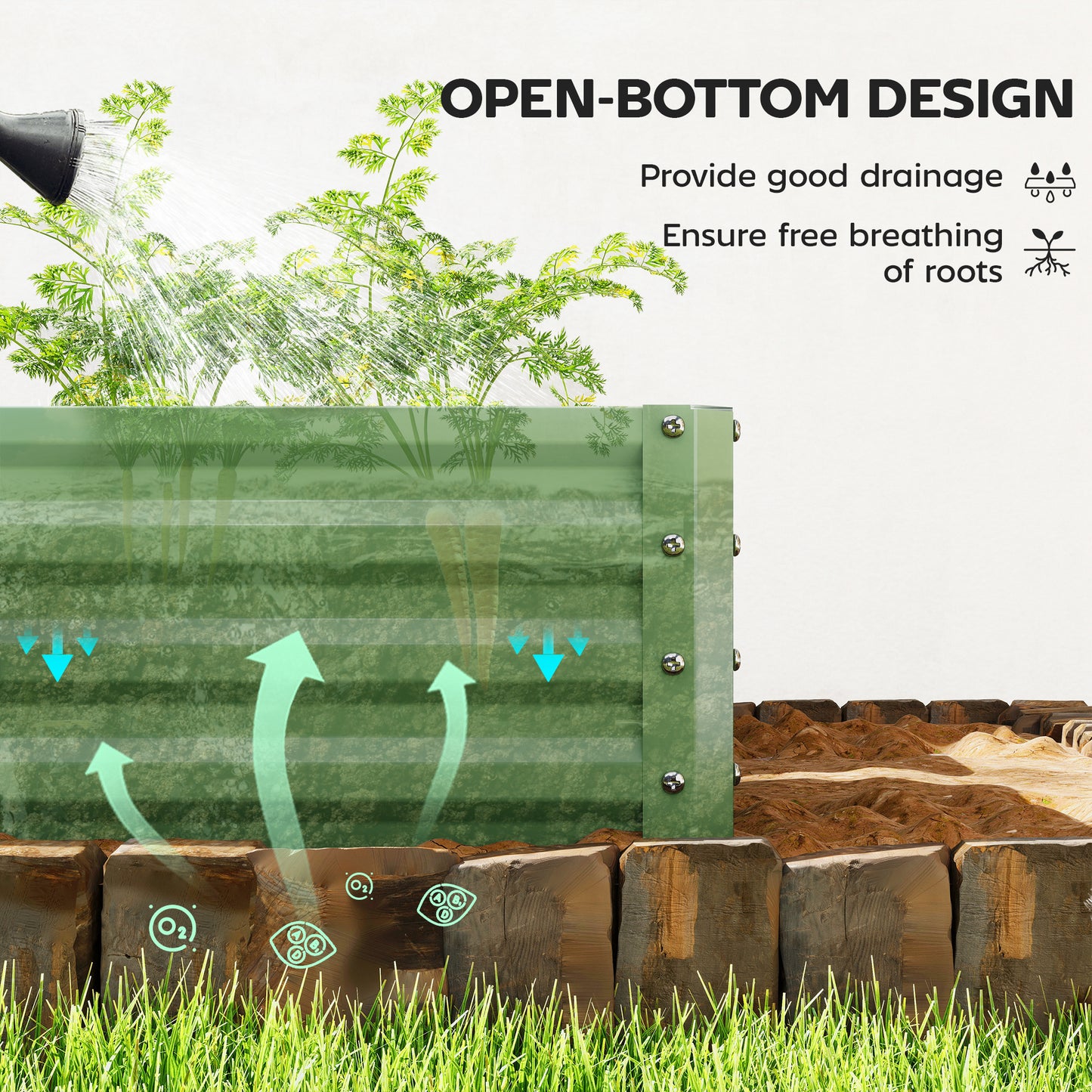 Set of Two 110 x 50cm Steel Planter Boxes
