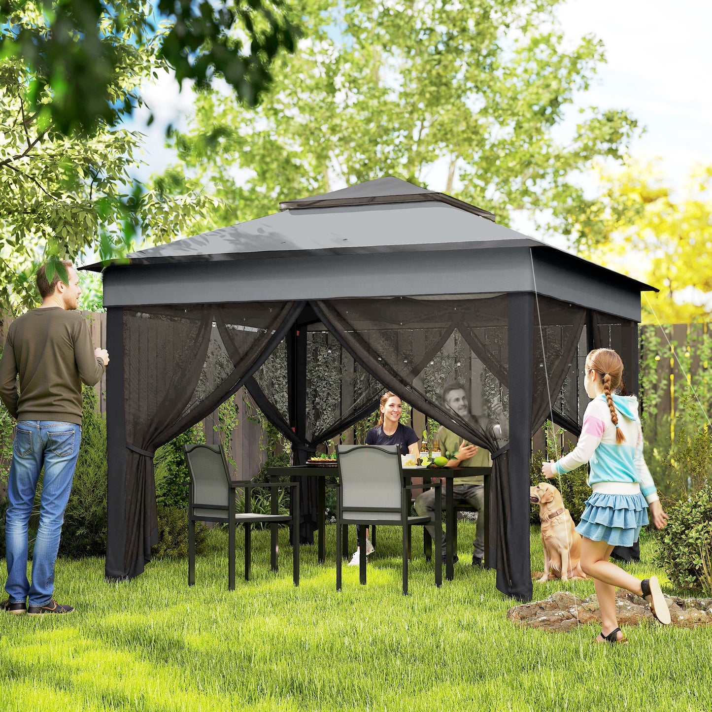 3 x 3(m) Pop Up Gazebo, Height Adjustable Instant Event Shelter