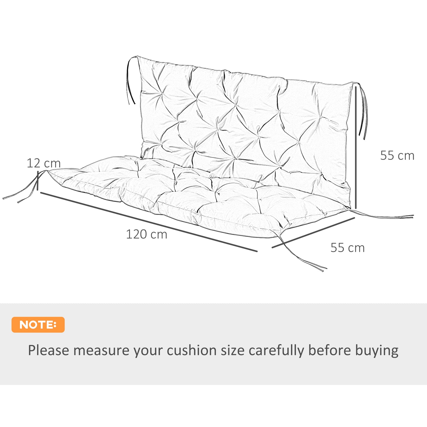 Garden Bench Cushion, 2 Seater Swing Chair Cushion