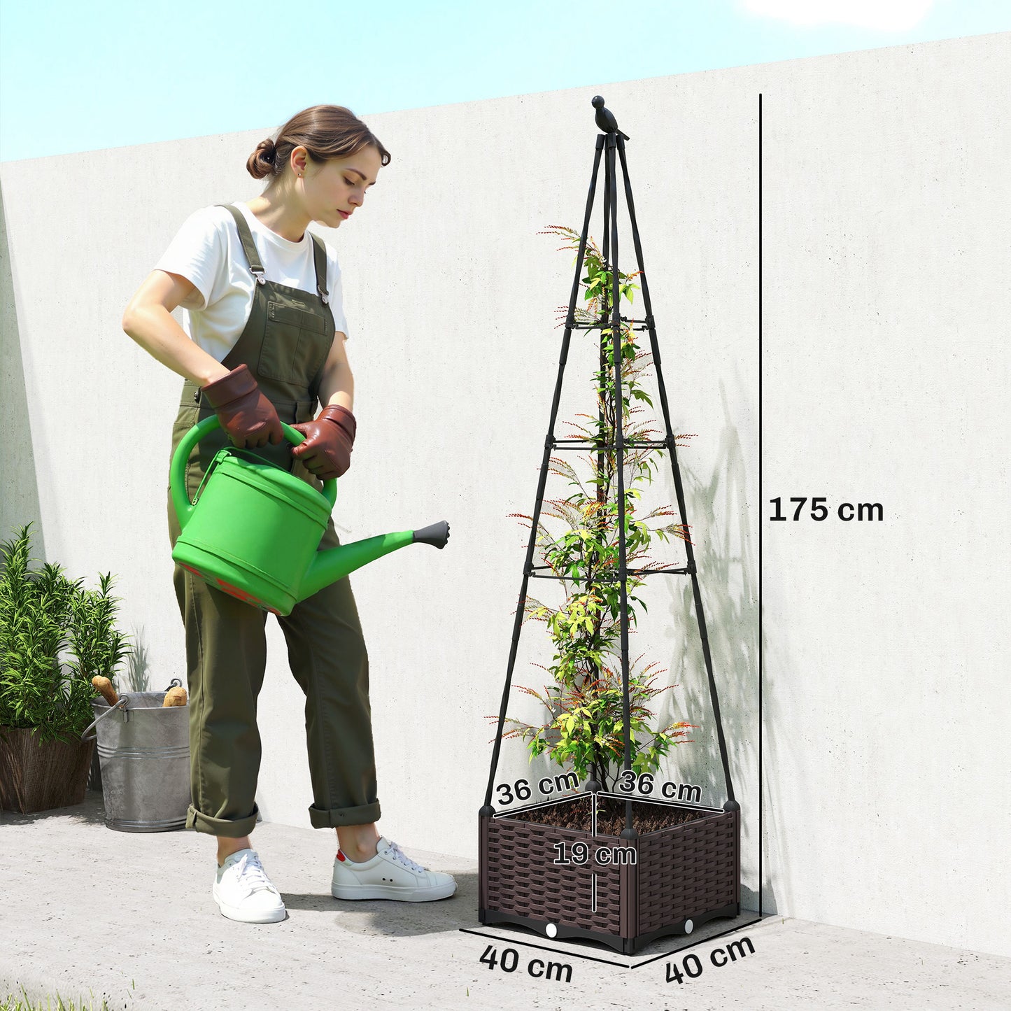 Raised Bed for Garden, Raised Garden Bed Planter Box with Trellis