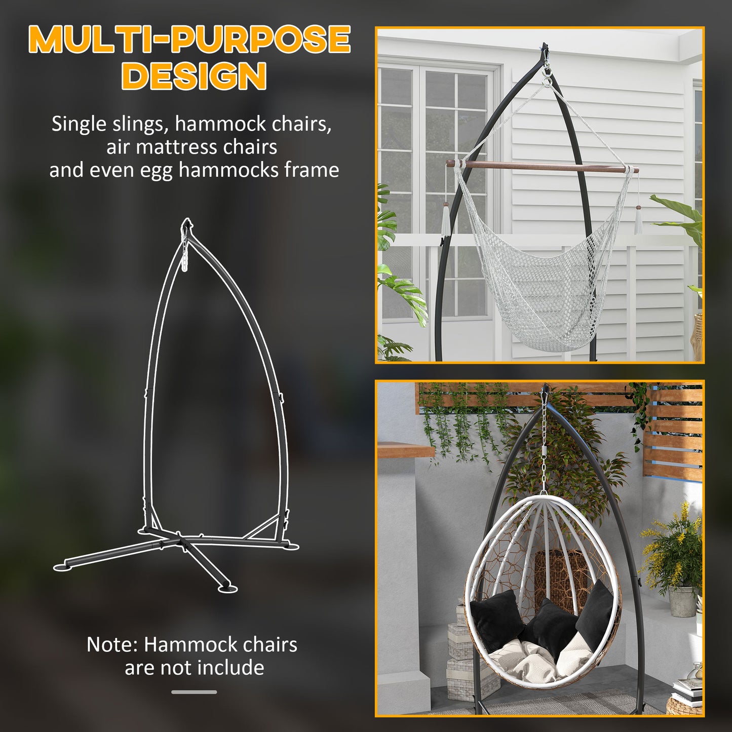 Hammock Chair Stand, Hanging Heavy Duty Metal Frame Hammock Stand (2)