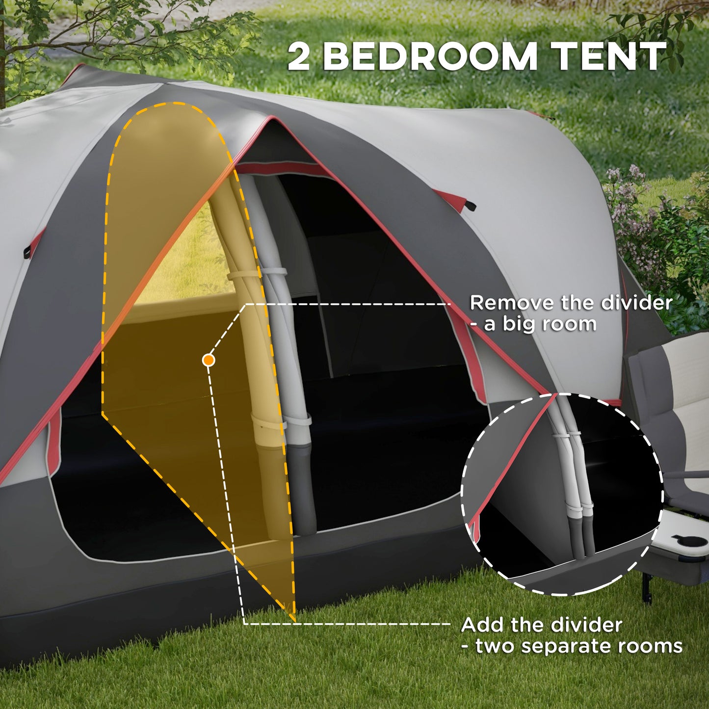 Camping Tent for 6-8 Man with 2000mm Waterproof Rainfly