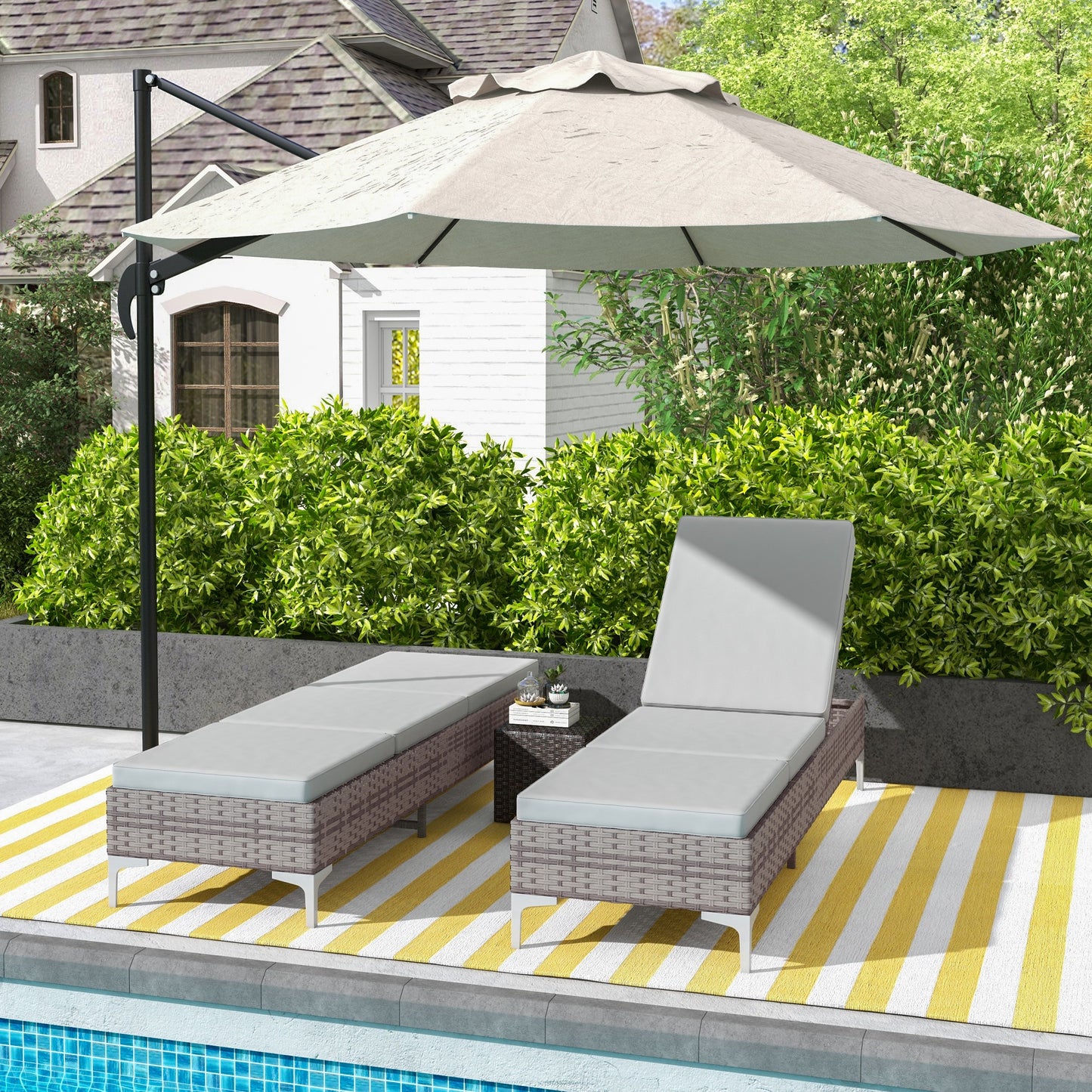 Outdoor PE Rattan Sun Lounger Set of 2