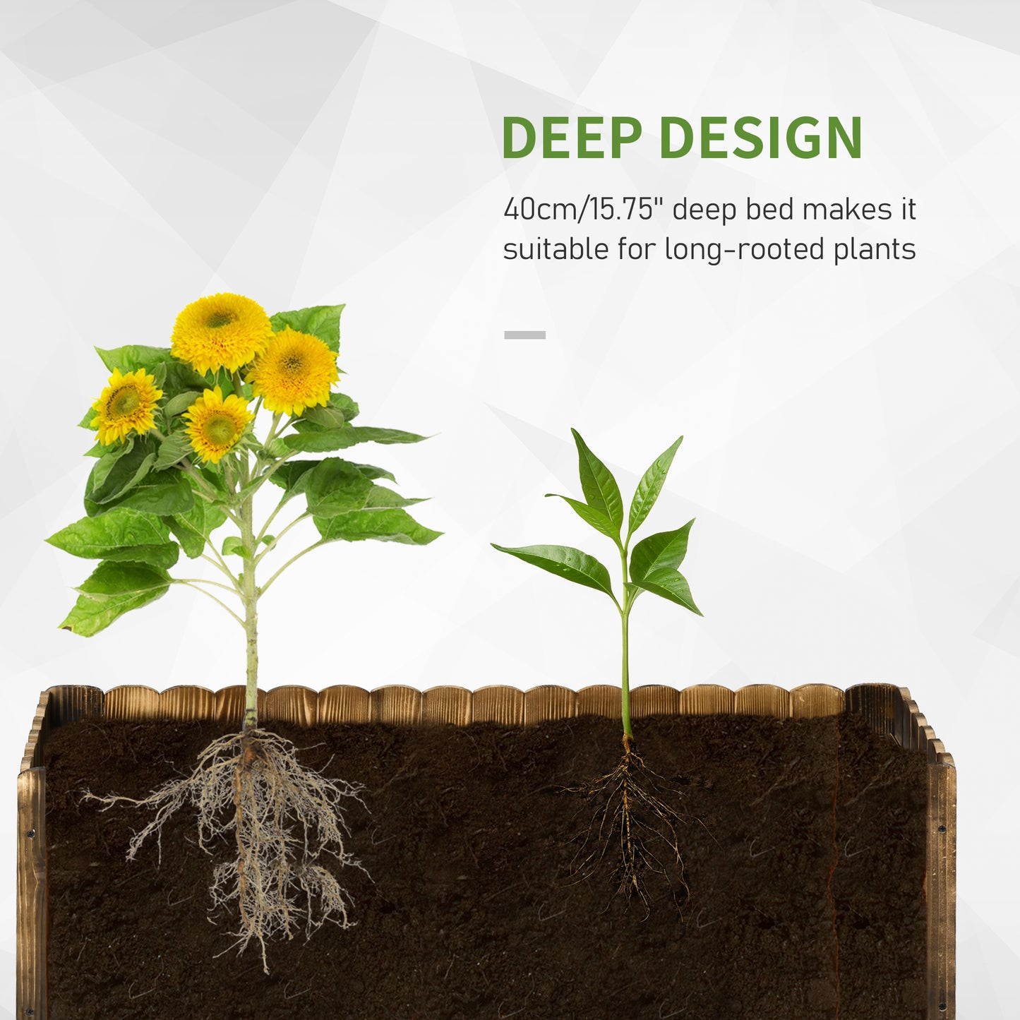 172L Raised Garden Bed, Wooden Rectangle Planter Box
