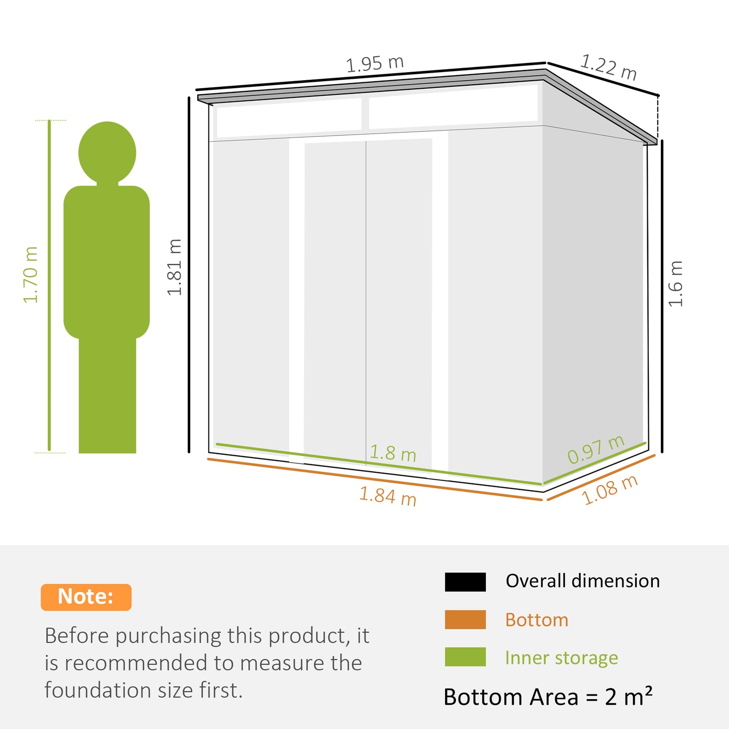 6.5 x 4FT Galvanised Metal Shed with Foundation Kit (1)