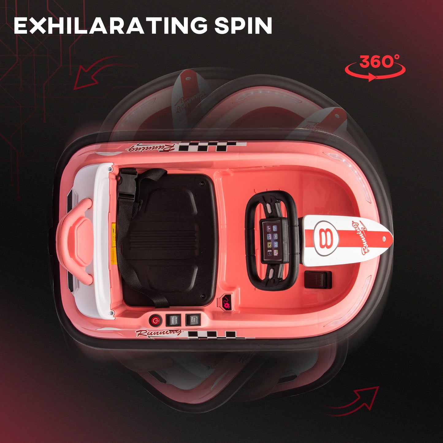 6V Electric Kids Bumper Car, 6V Spin Waltz Car, with Music, Horn
