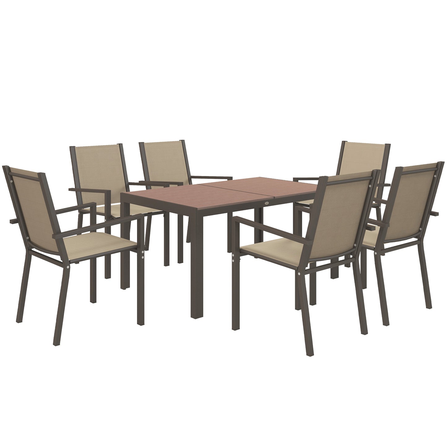 Seven-Piece Garden Dining Set, with Plastic Wood-Top Table