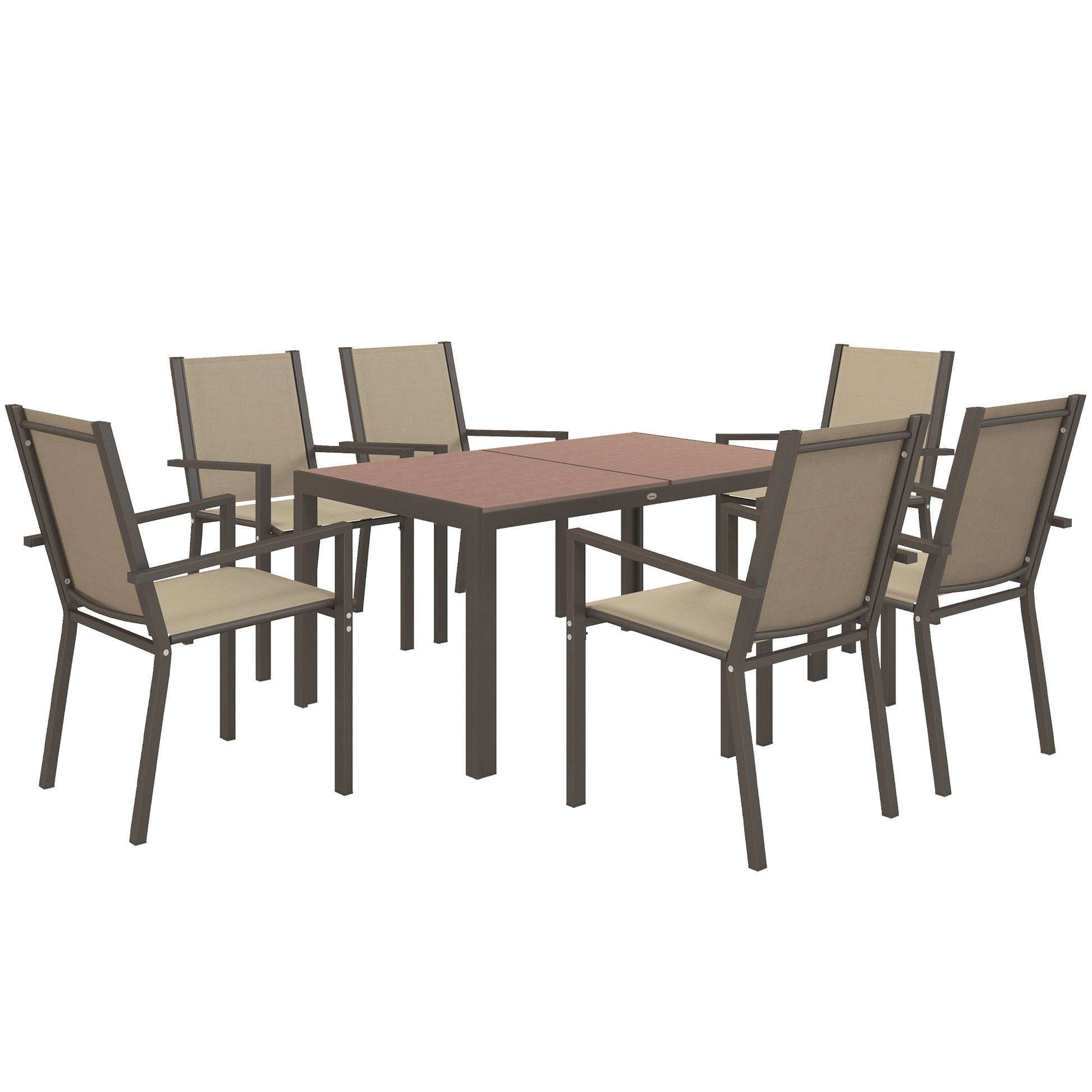 Seven-Piece Garden Dining Set, with Plastic Wood-Top Table