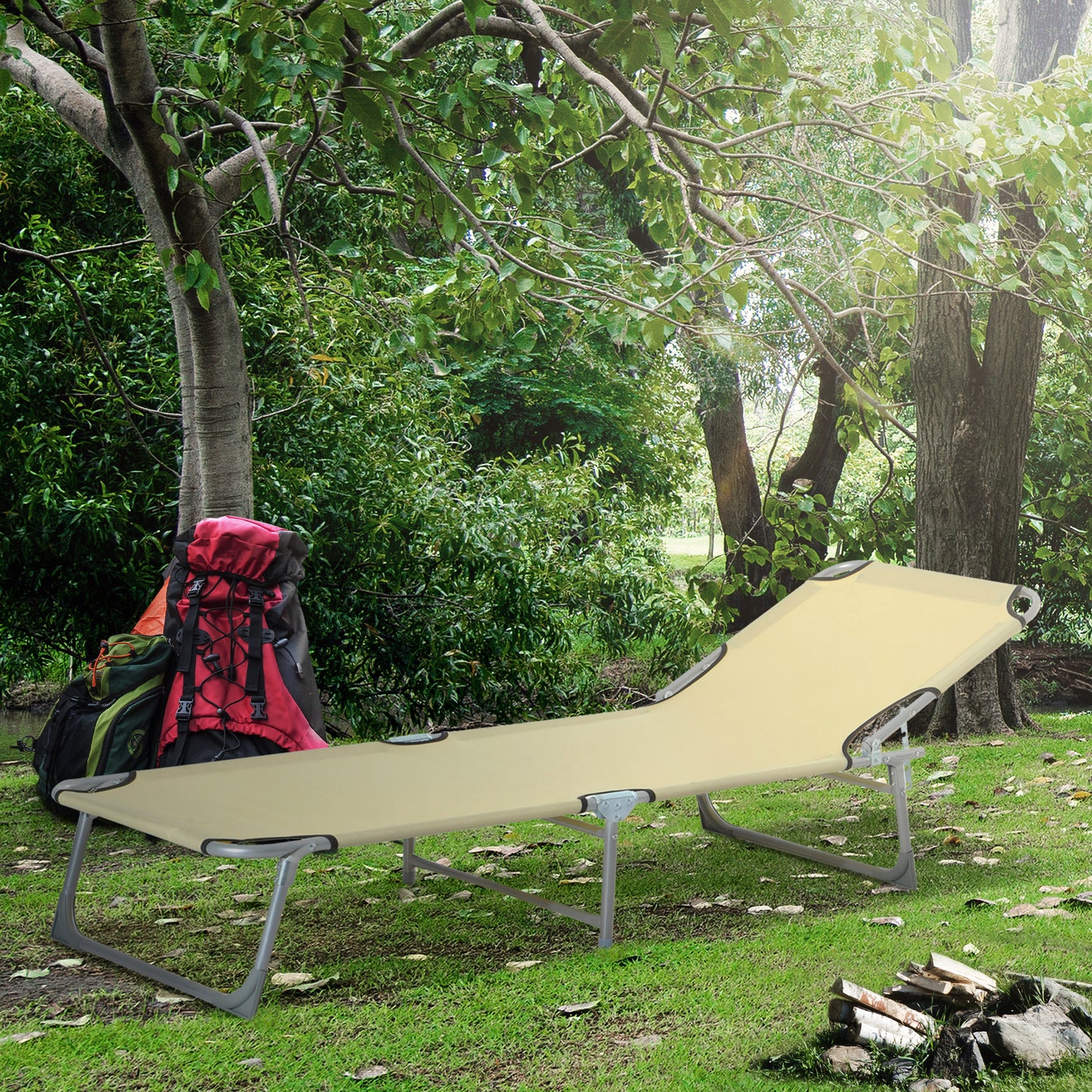 Reclining Sun Lounger Chair Folding Camping Bed