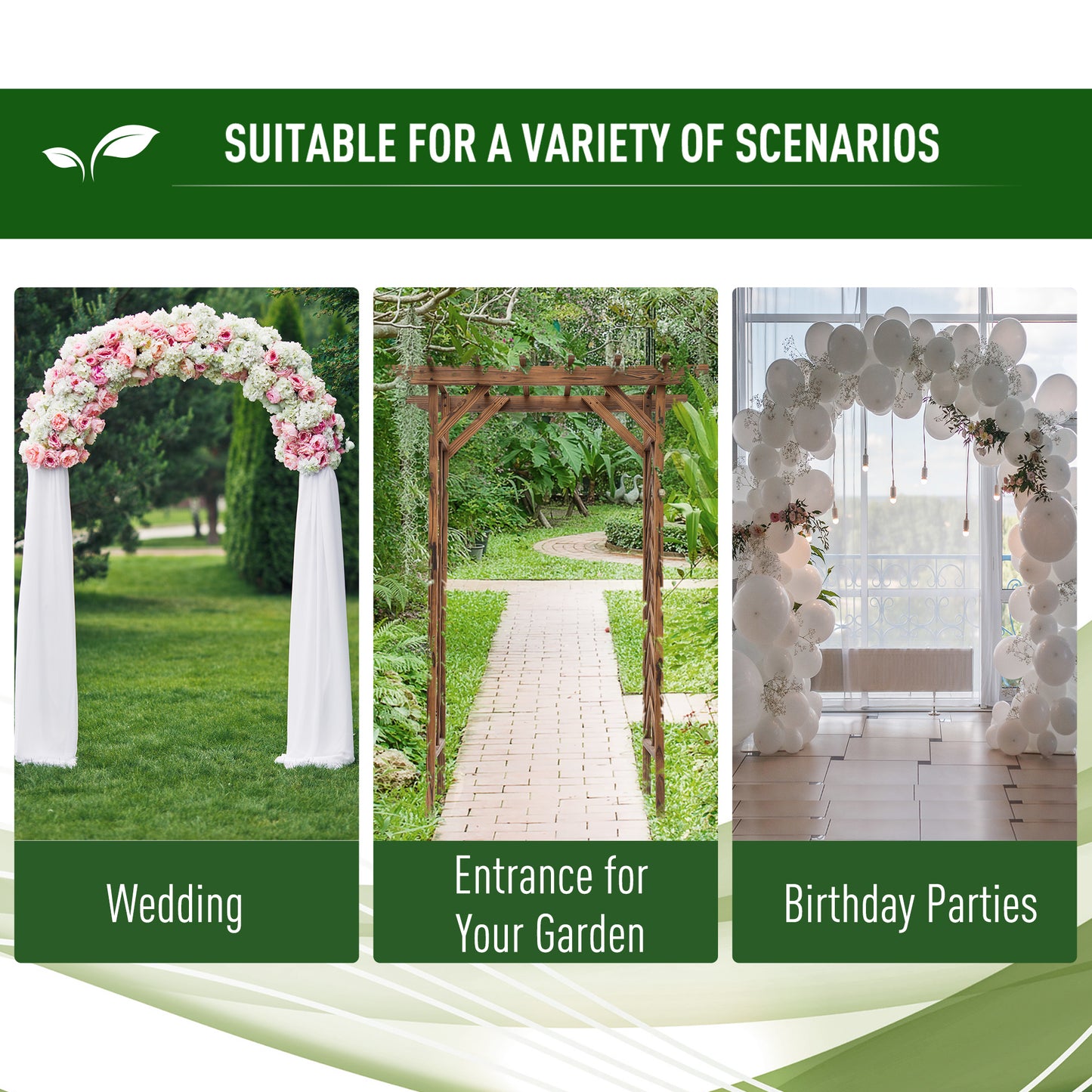 Wooden Garden Arbor, Arch Trellis with Classic Countryside Style