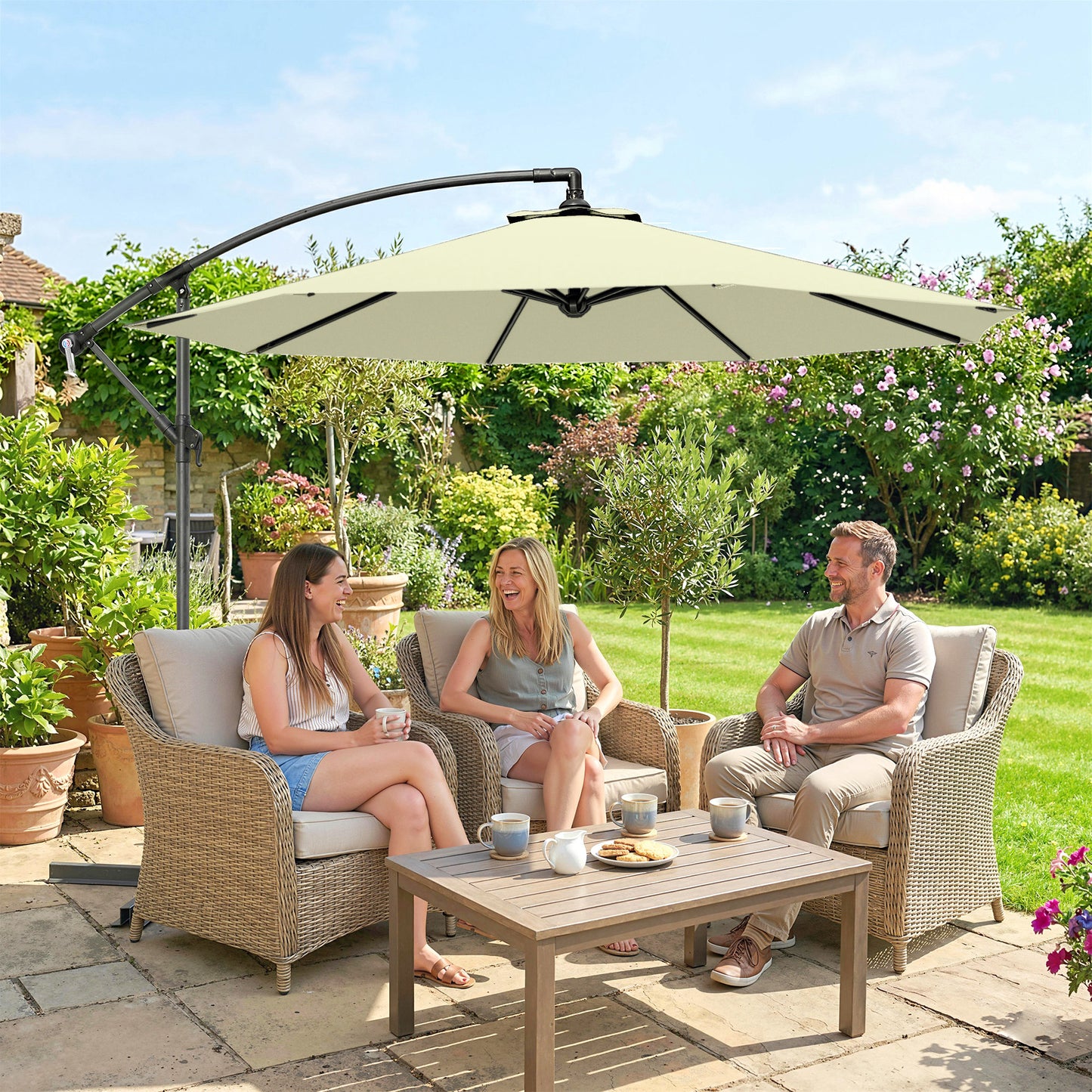 3m Overhanging Cantilever Parasol, with Cross Base (1)