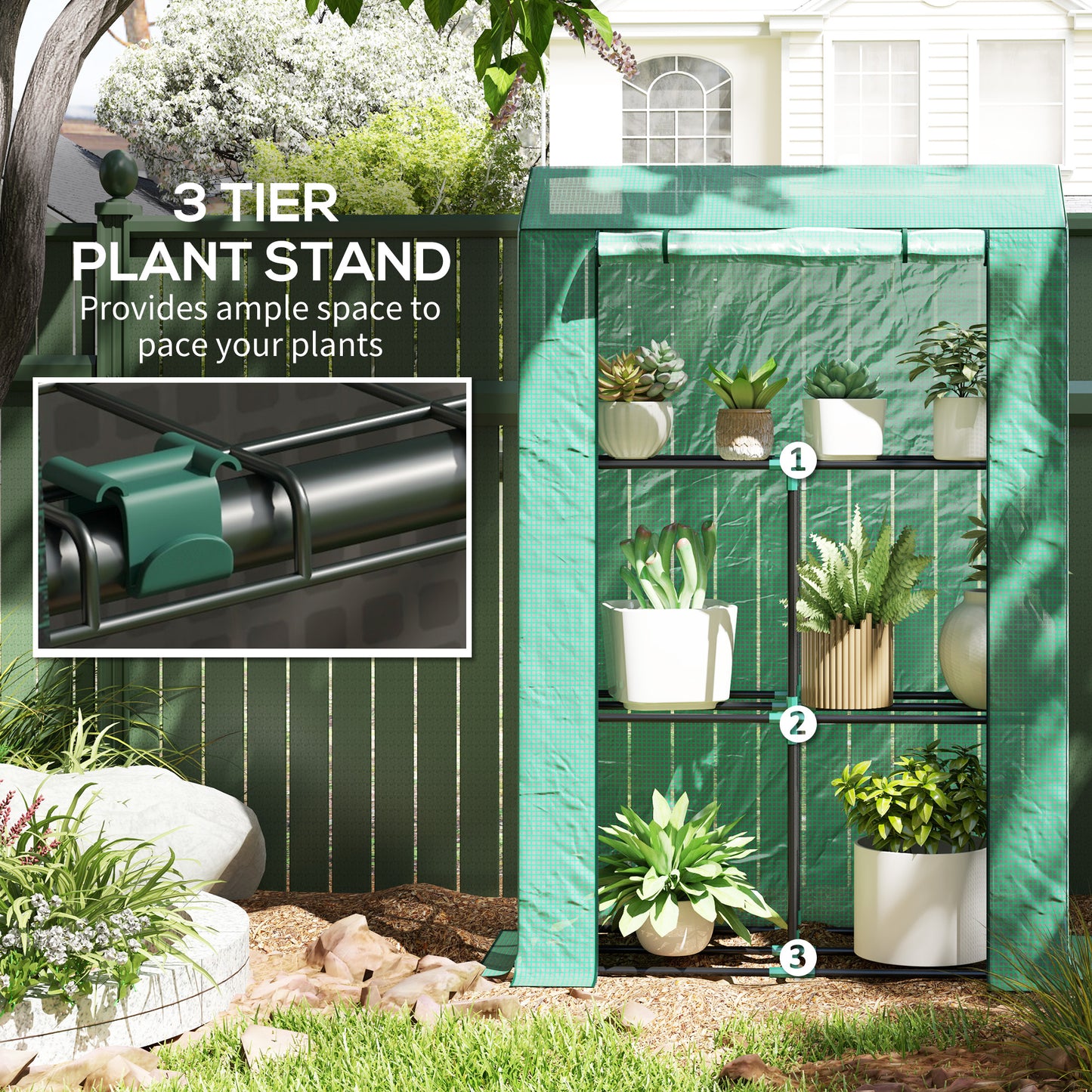 40 x 100cm Three Shelf Steel Frame Greenhouse