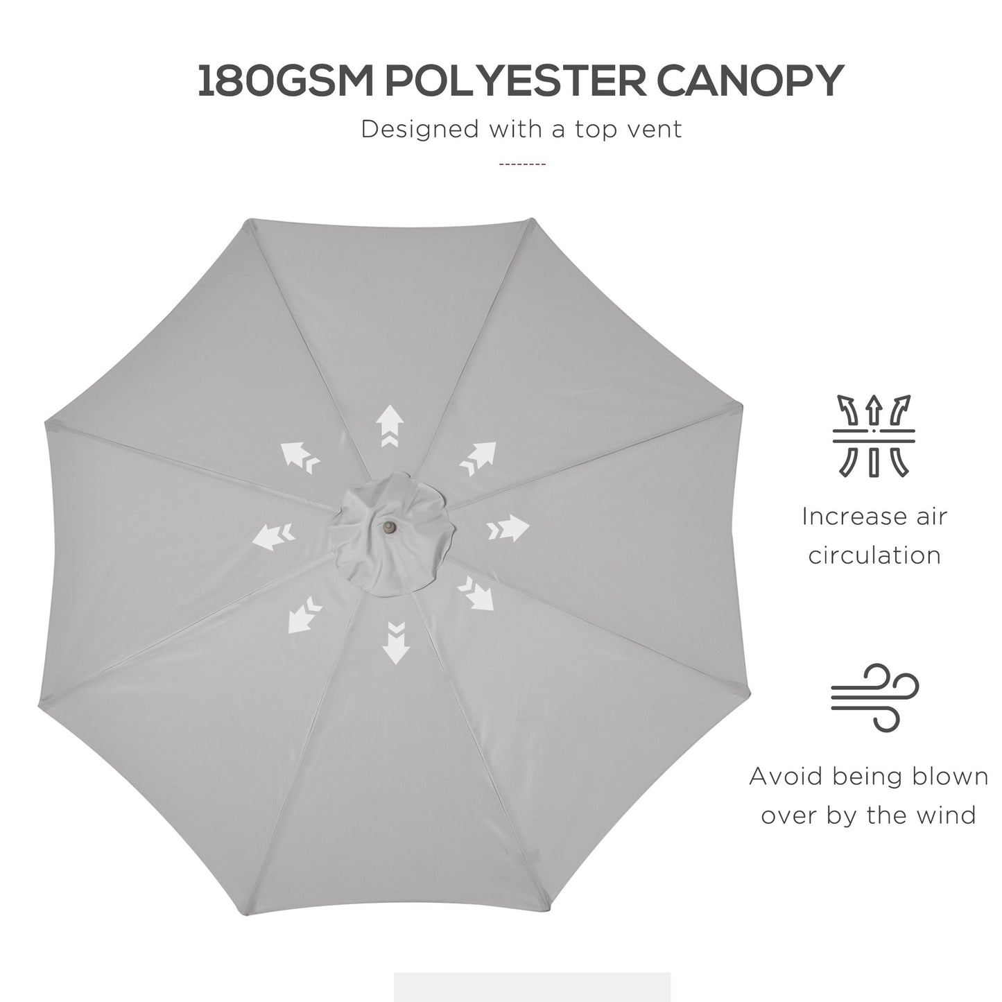 3(m) Garden Parasol, Pulley Operated Patio Umbrella