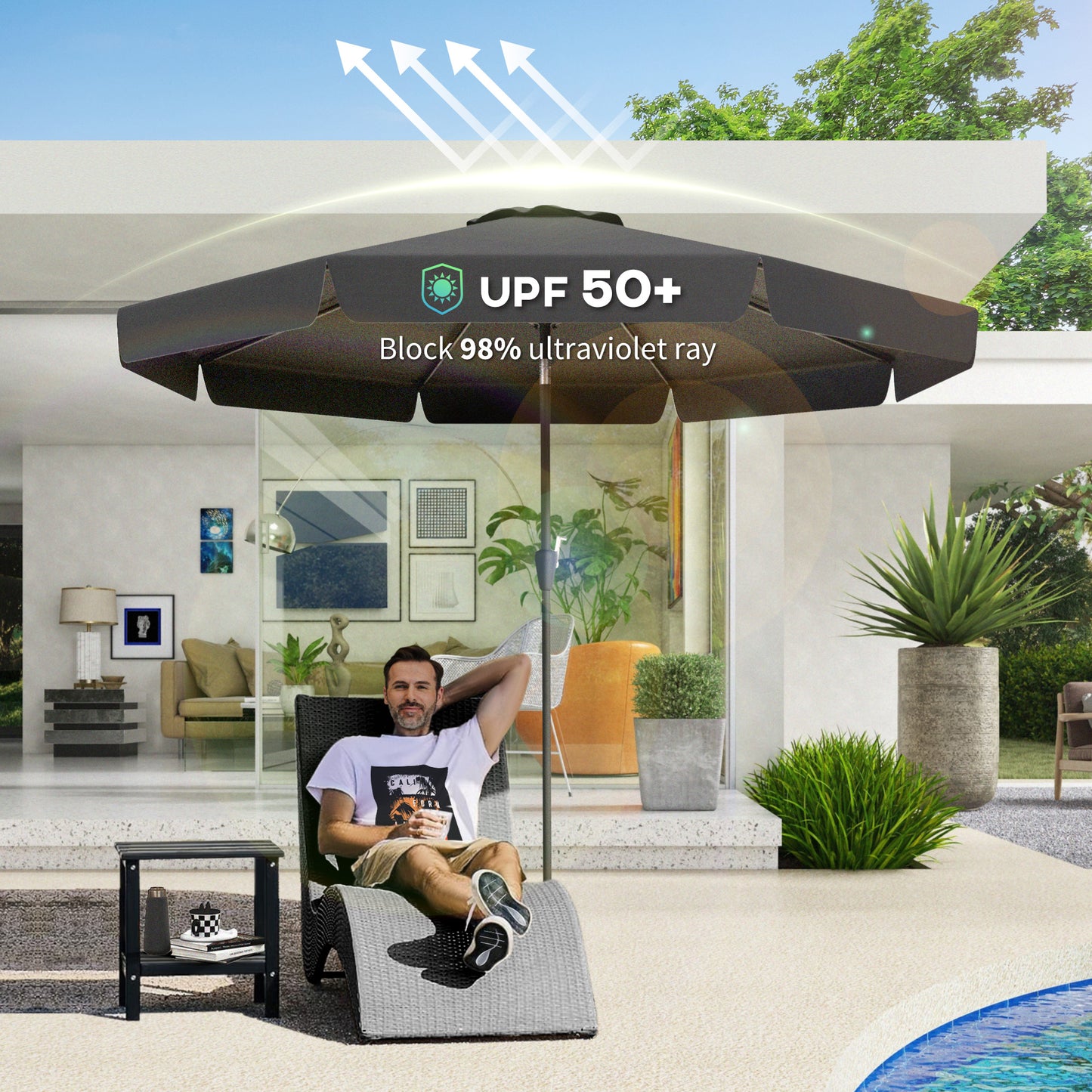 2.7m Patio Parasol Garden Umbrellas Outdoor Sun Shade Table Umbrella