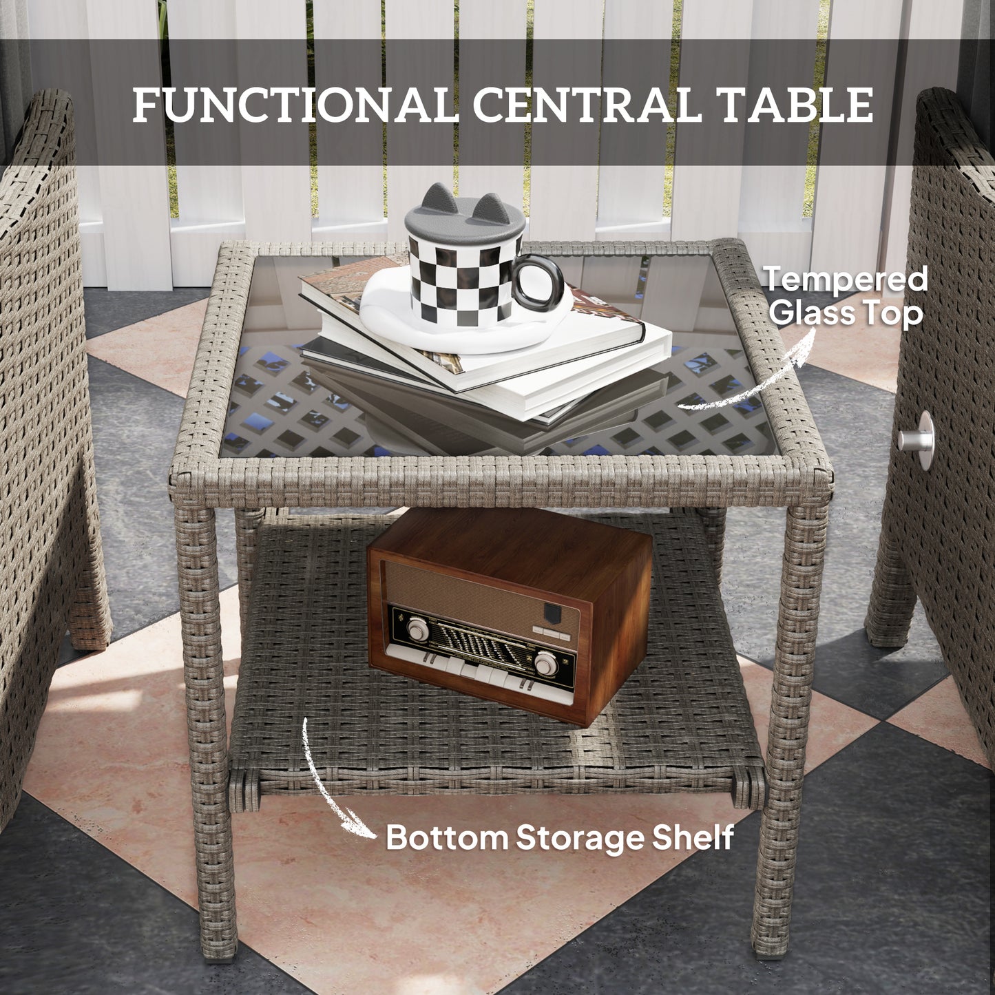 5 Piece Rattan Garden Furniture Set