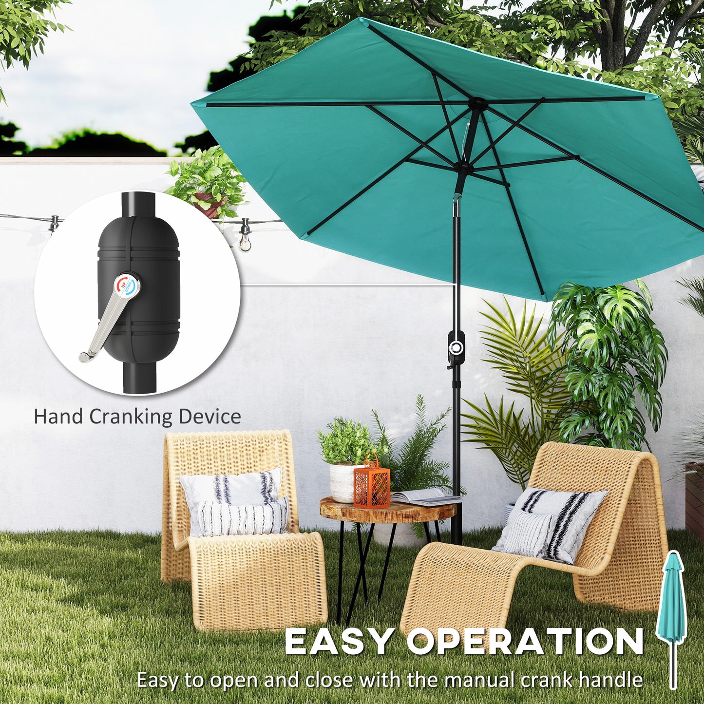 2.6 m Garden Parasol Umbrella with Aluminium Pole