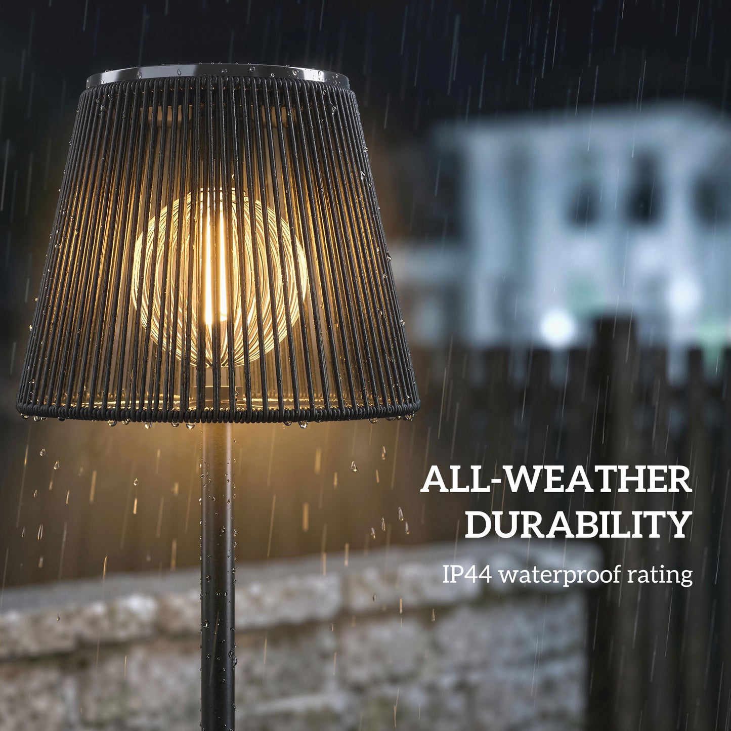 Outdoor Solar Floor Lamp, Adjustable Height Rechargeable Floor Lamp