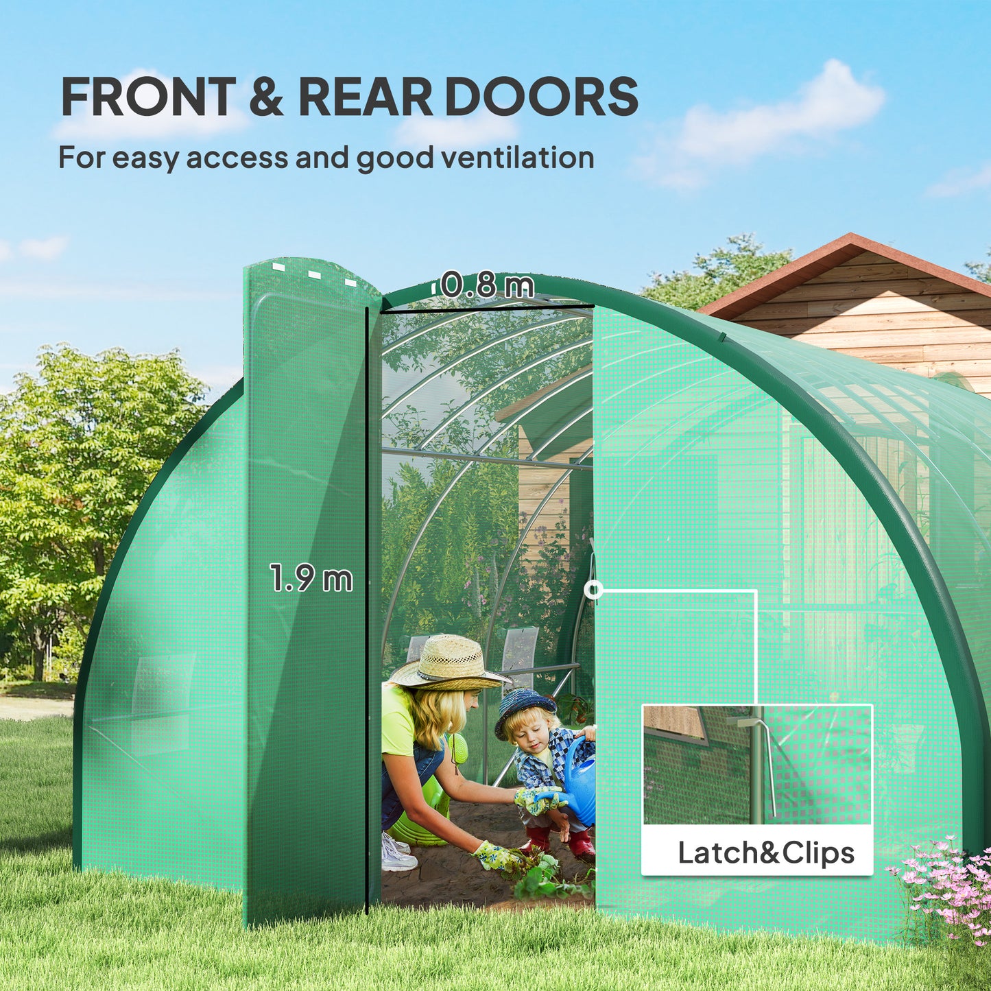 4 x 3 m Polytunnel Greenhouse, with Windows and Doors