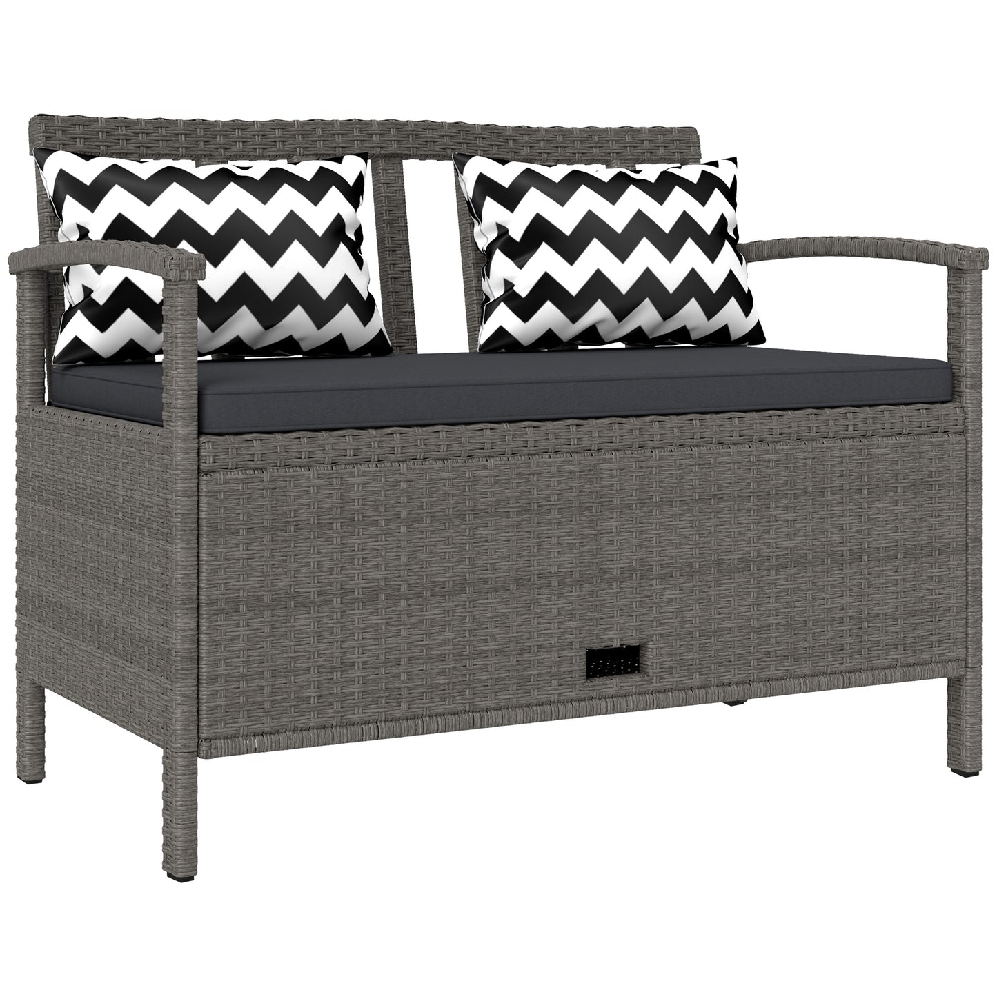 160L Storage Two-Seater Rattan Bench