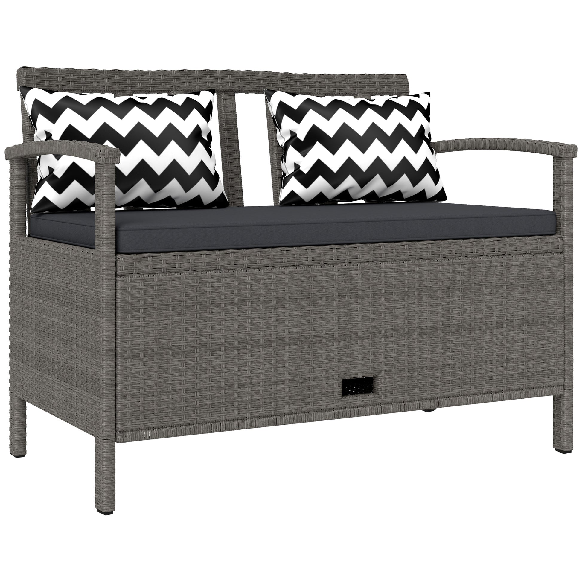160L Storage Two-Seater Rattan Bench