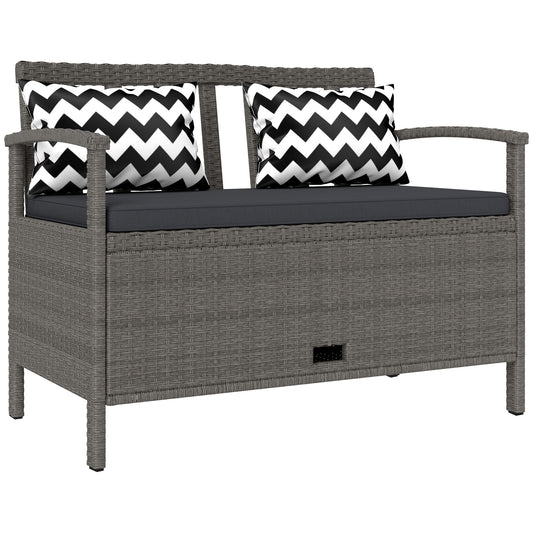 160L Storage Two-Seater Rattan Bench